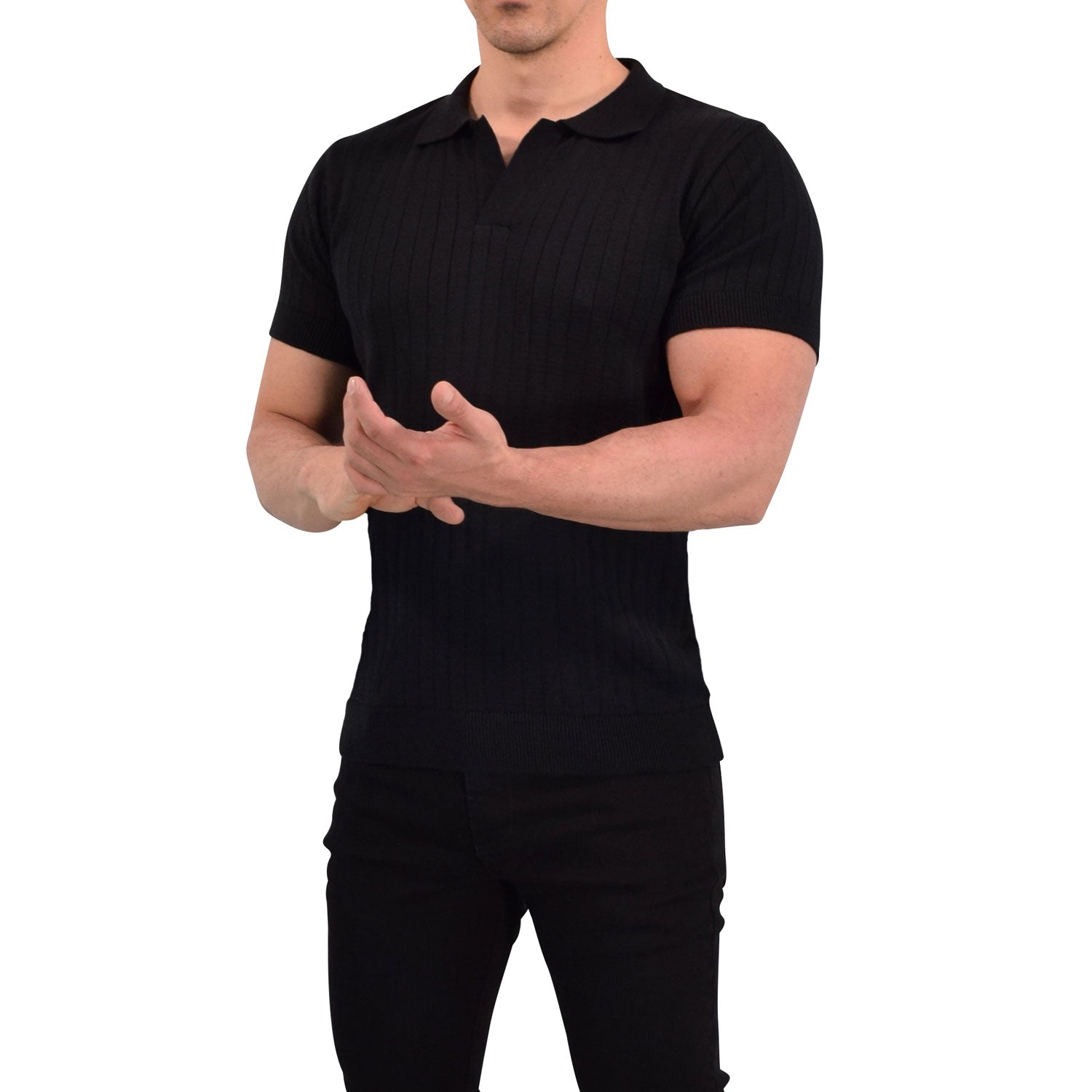 Hollywood Knitted Polo Black