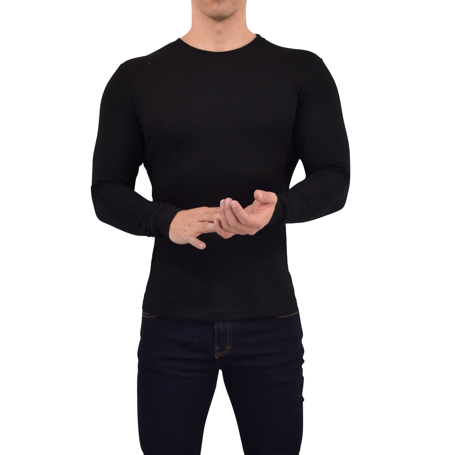 Playera Ribbed Long Sleeve Black