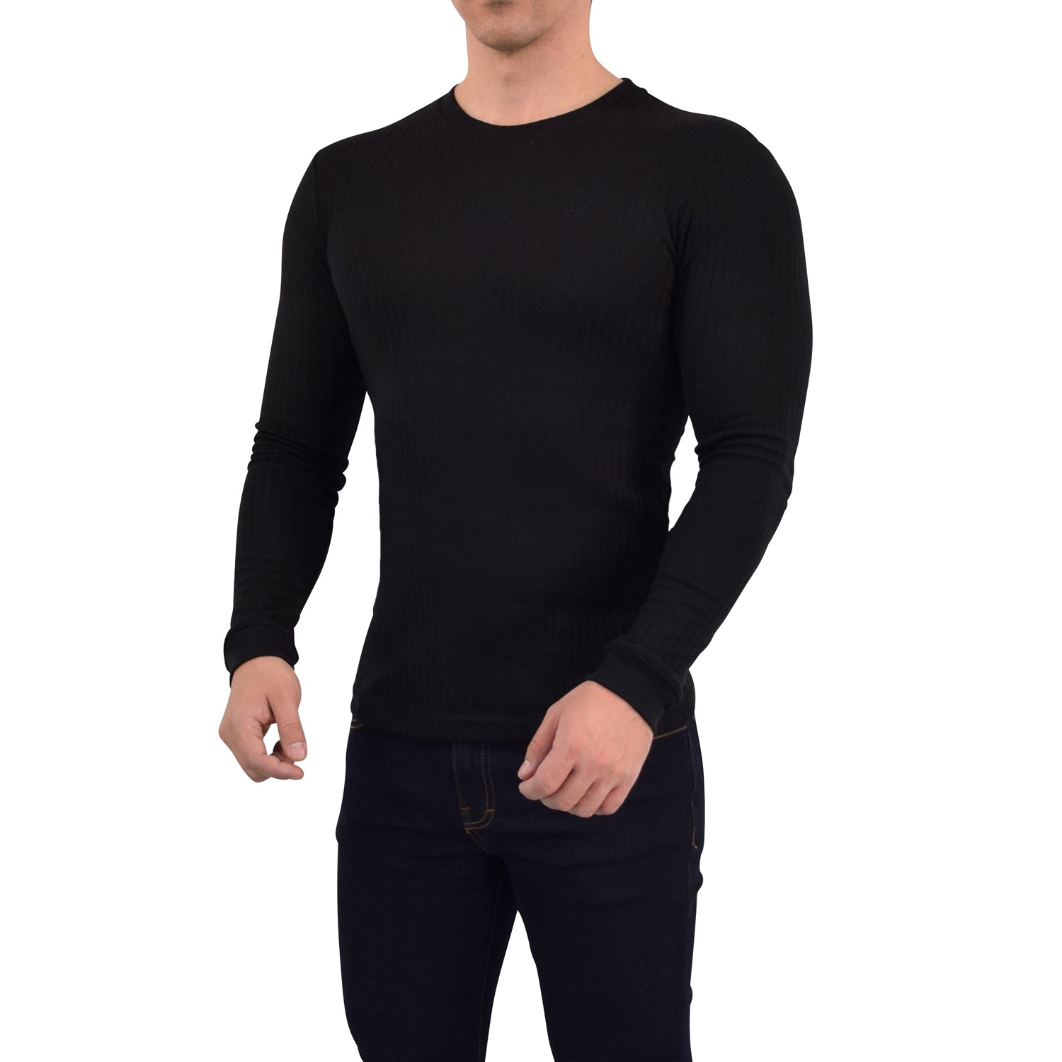 Playera Ribbed Long Sleeve Black