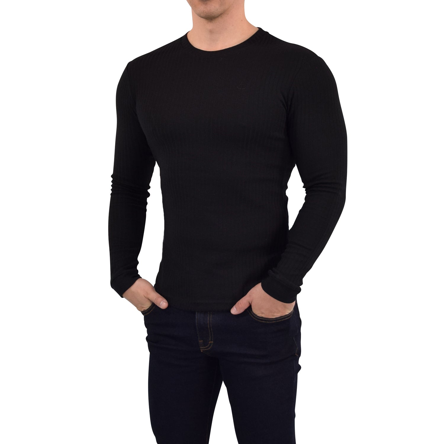 Playera Ribbed Long Sleeve Black