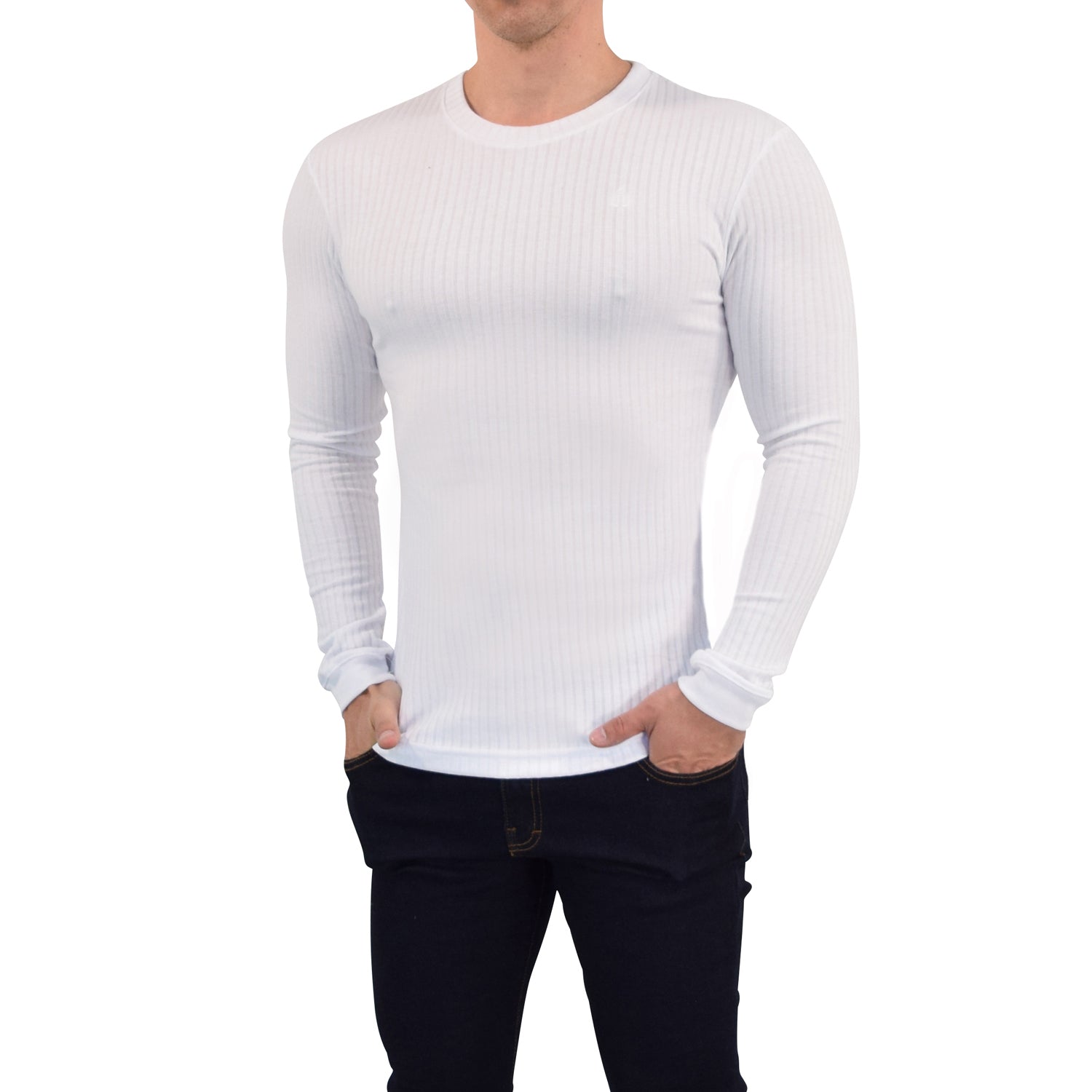 Playera Ribbed Long Sleeve White