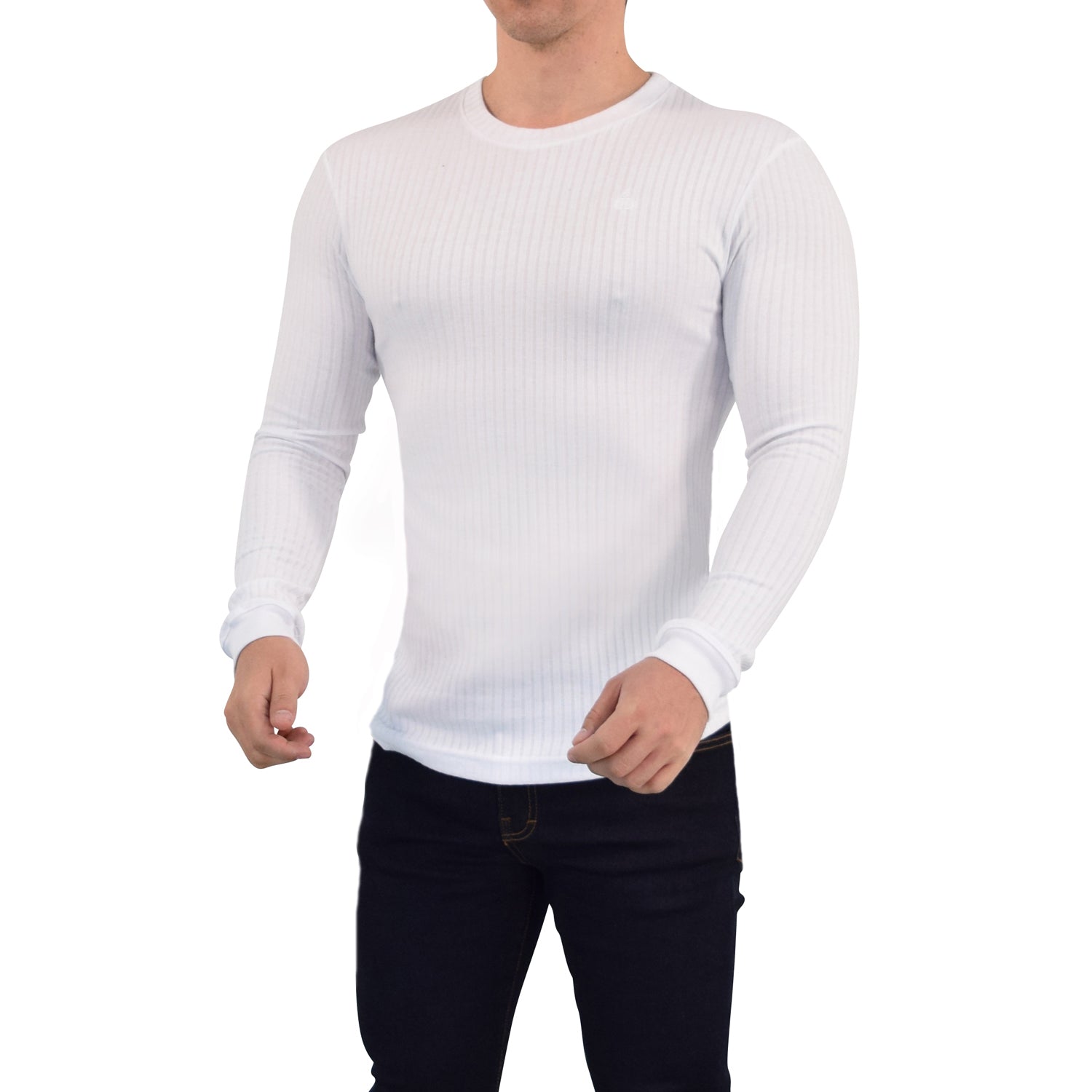 Playera Ribbed Long Sleeve White