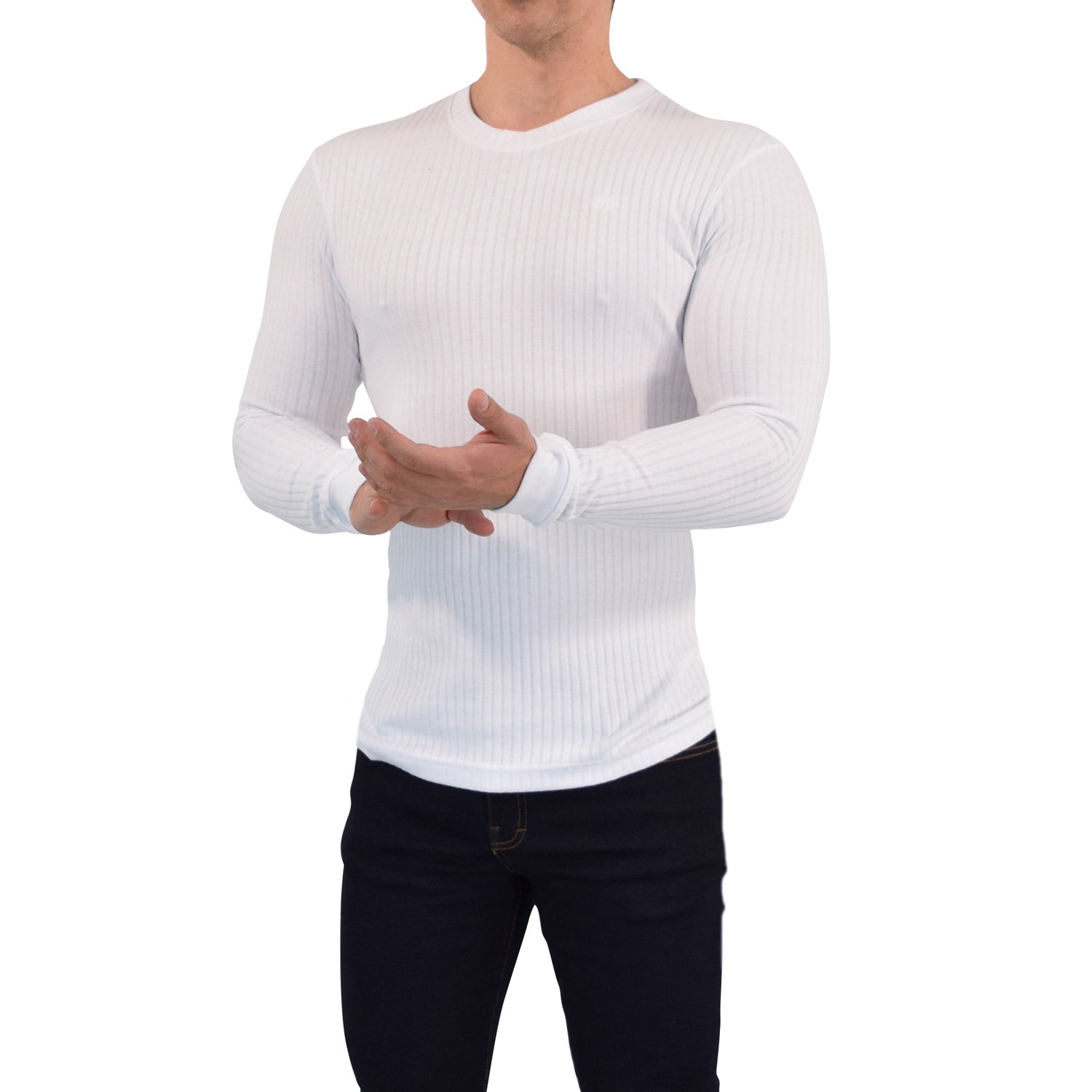 Playera Ribbed Long Sleeve White