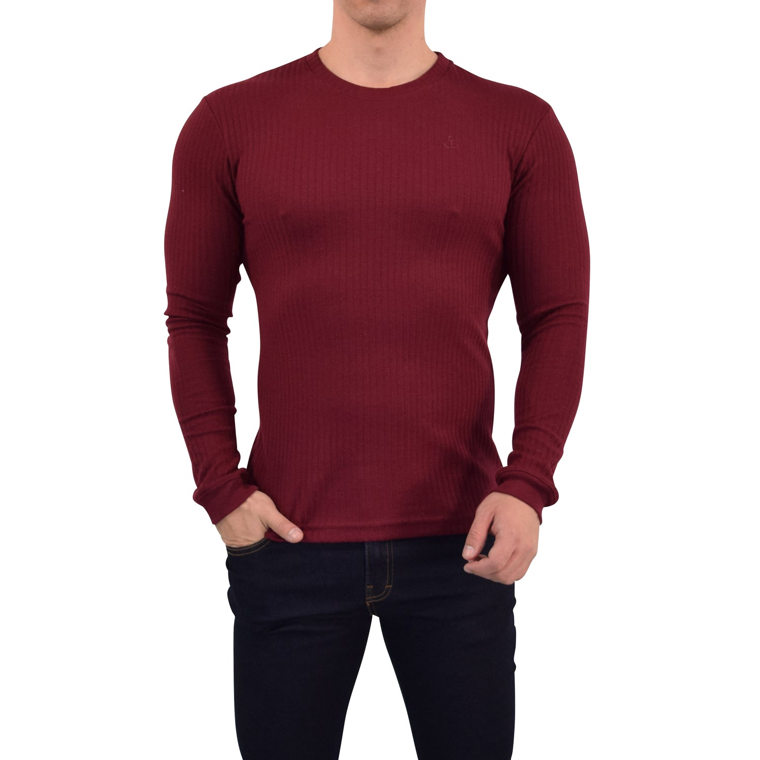 Playera Ribbed Long Sleeve Burgundy