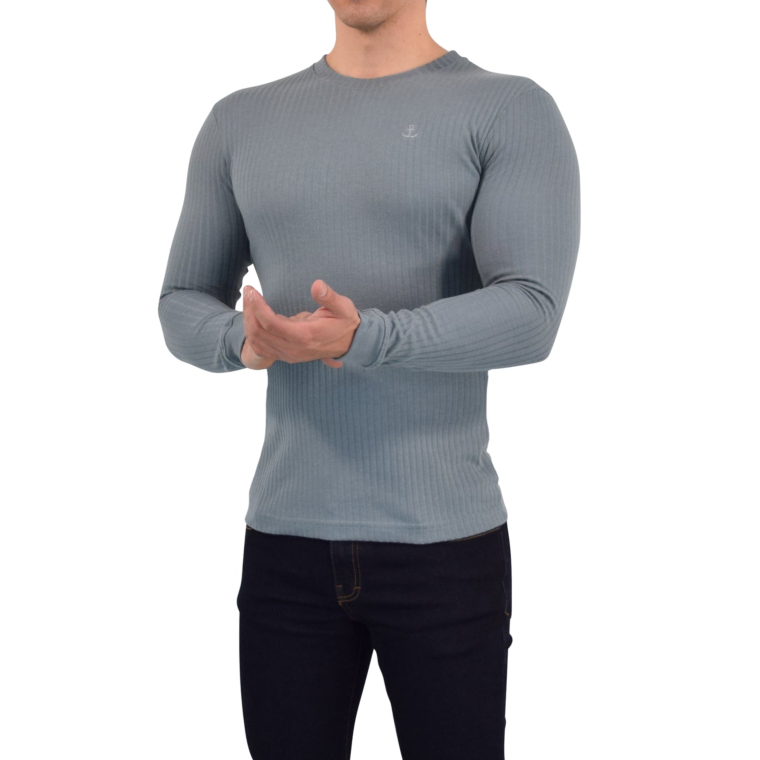 Playera Ribbed Long Sleeve Dark Gray