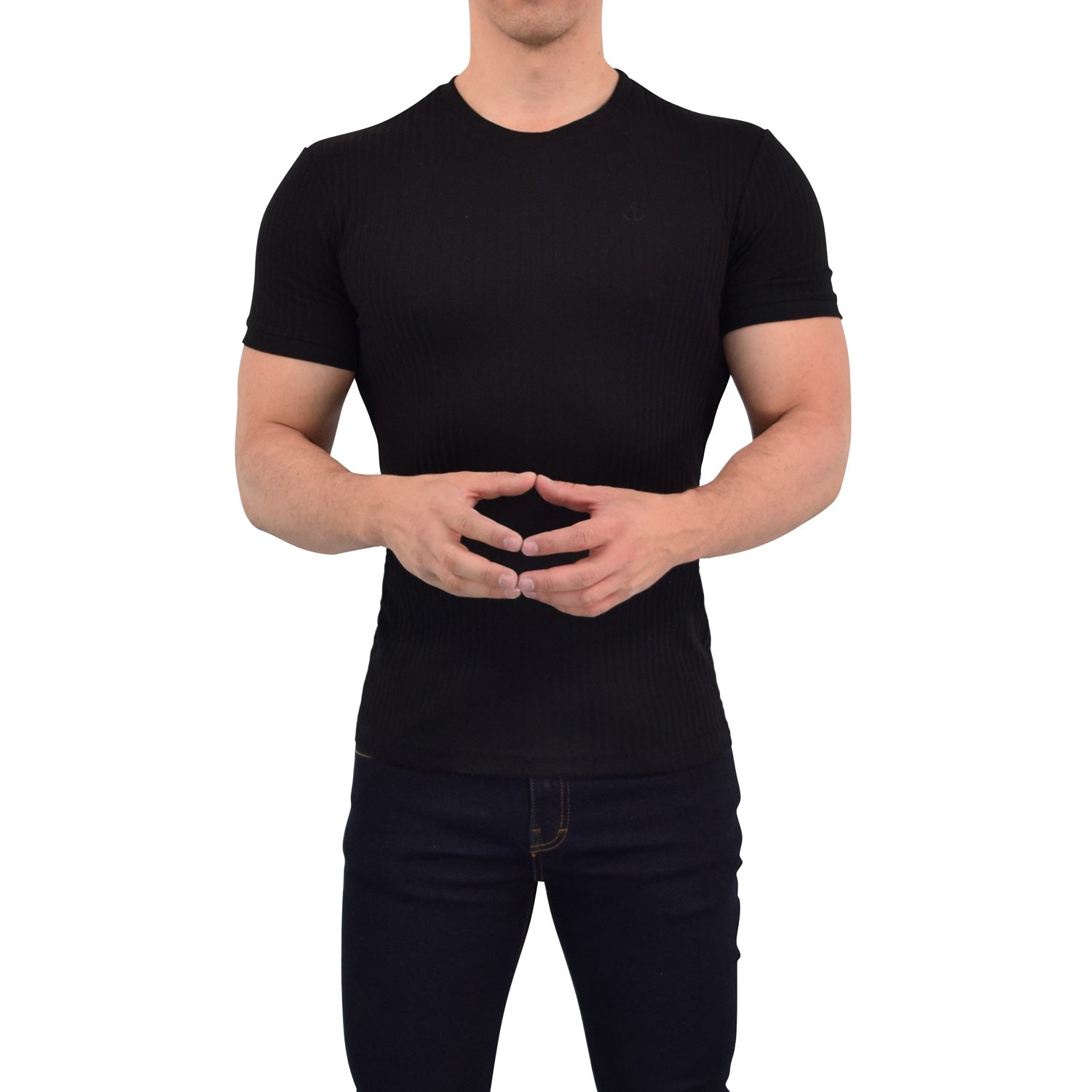 Playera Ribbed Short Sleeve Black