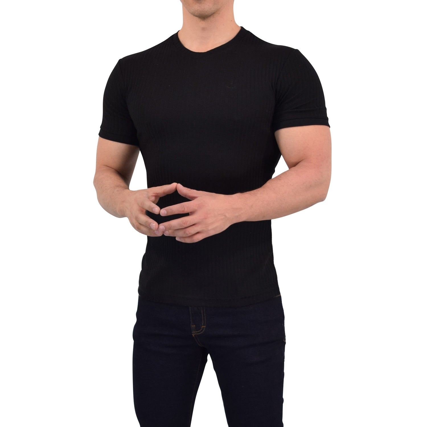 Playera Ribbed Short Sleeve Black