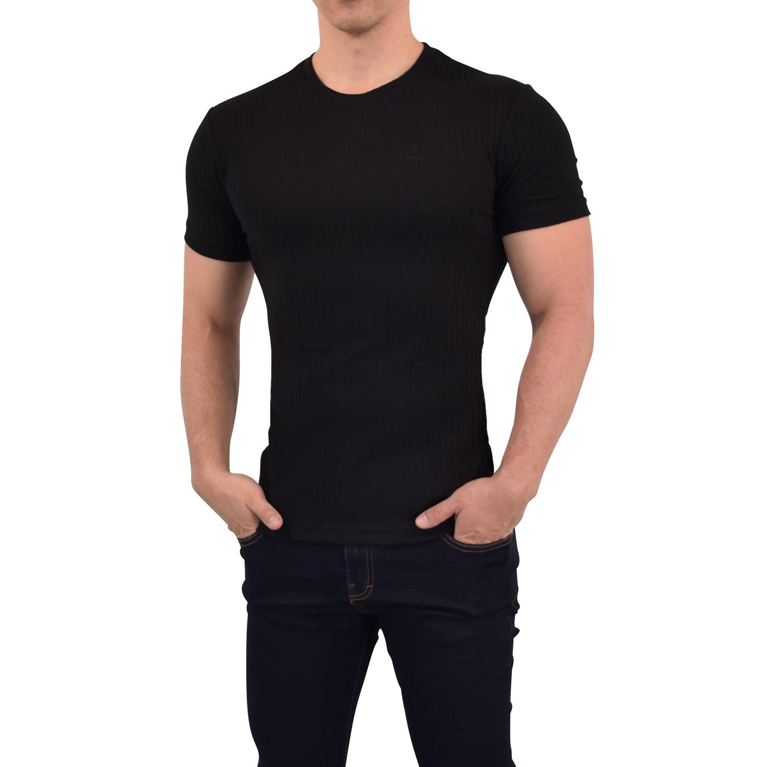 Playera Ribbed Short Sleeve Black