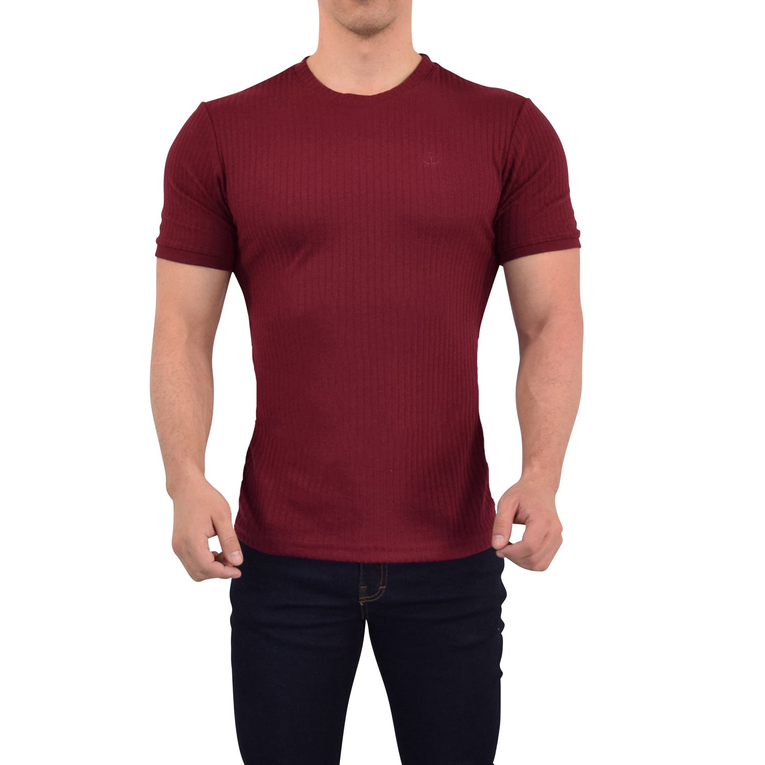 Playera Ribbed Short Sleeve Burgundy