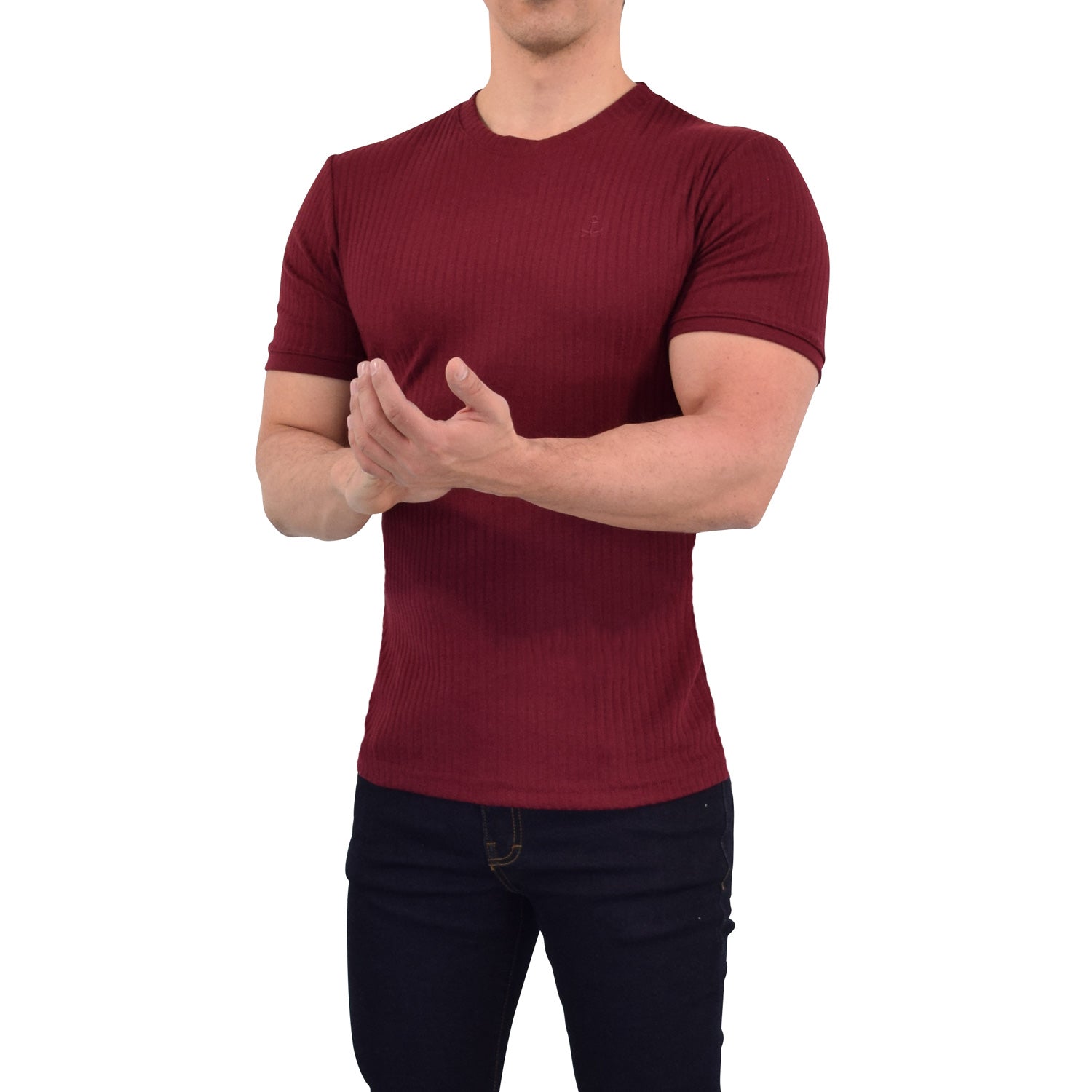 Playera Ribbed Short Sleeve Burgundy