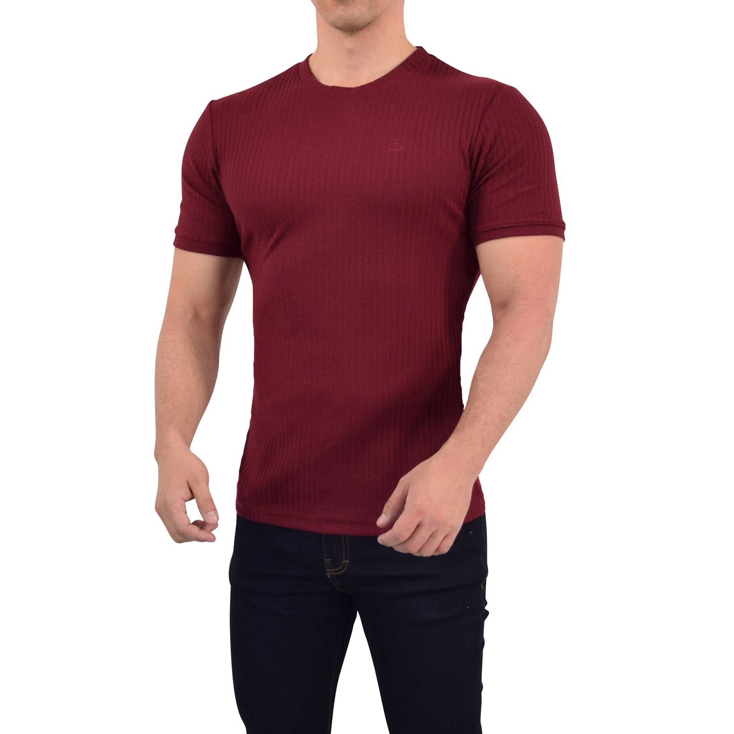Playera Ribbed Short Sleeve Burgundy