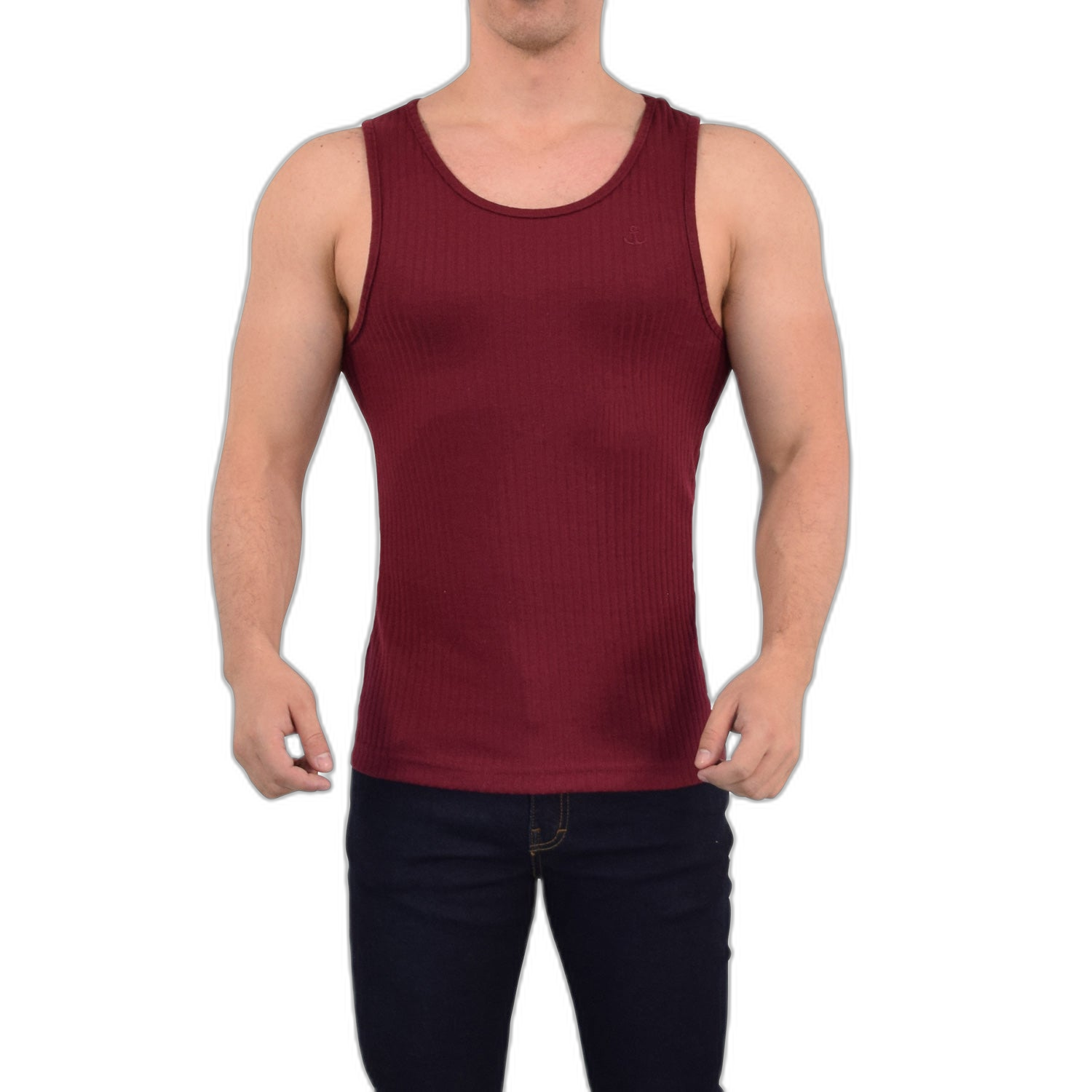 Playera Ribbed Casual Tank Burgundy