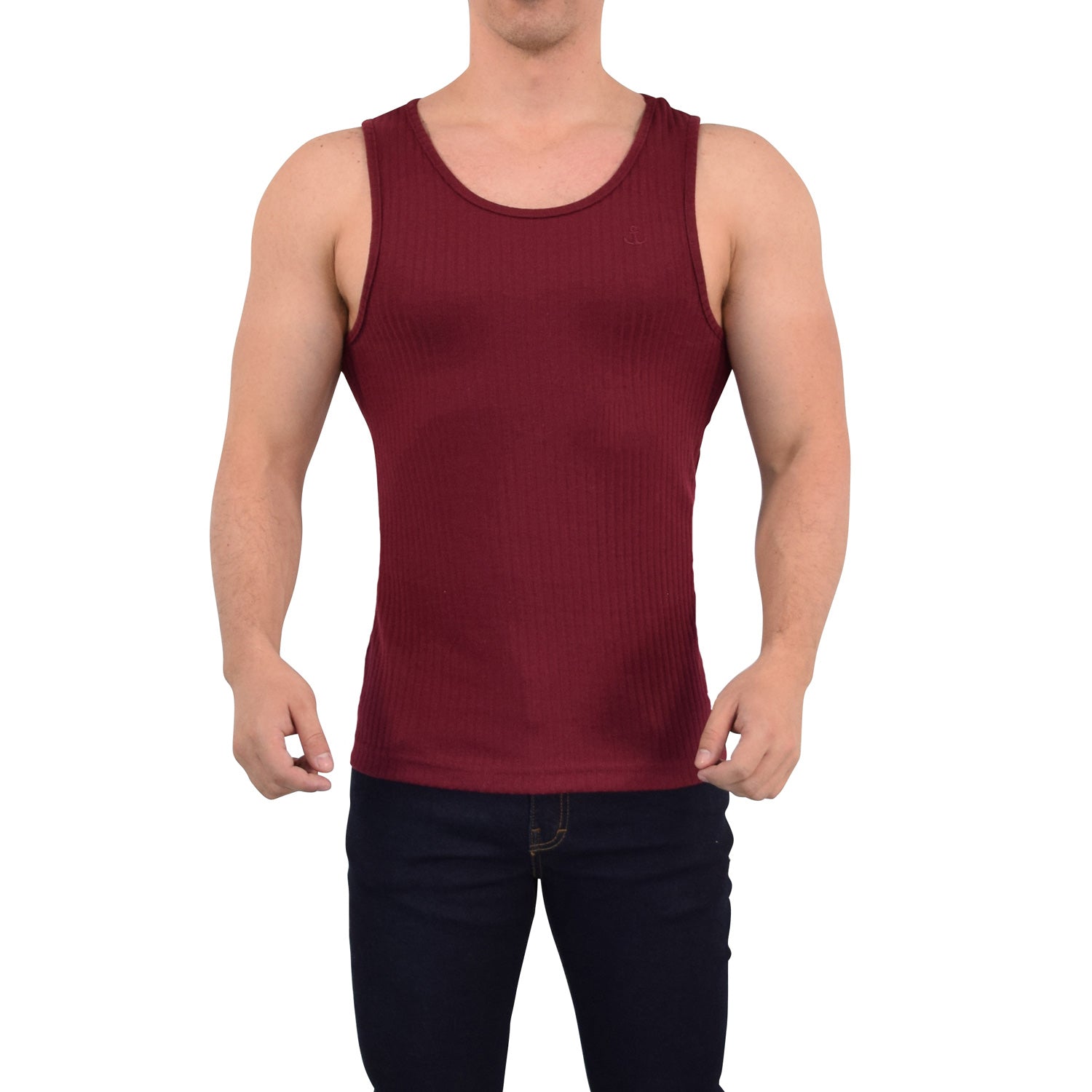 Playera Ribbed Casual Tank Burgundy