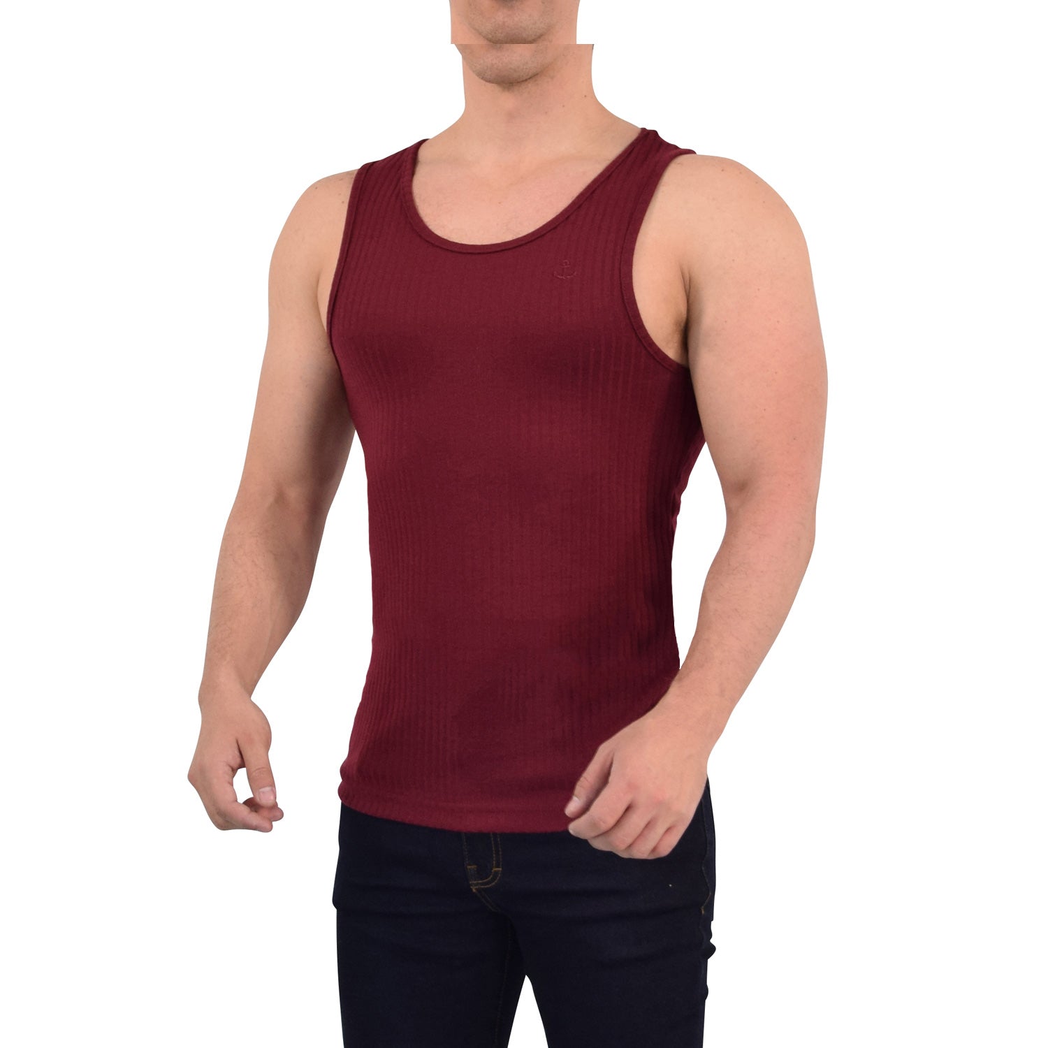 Playera Ribbed Casual Tank Burgundy