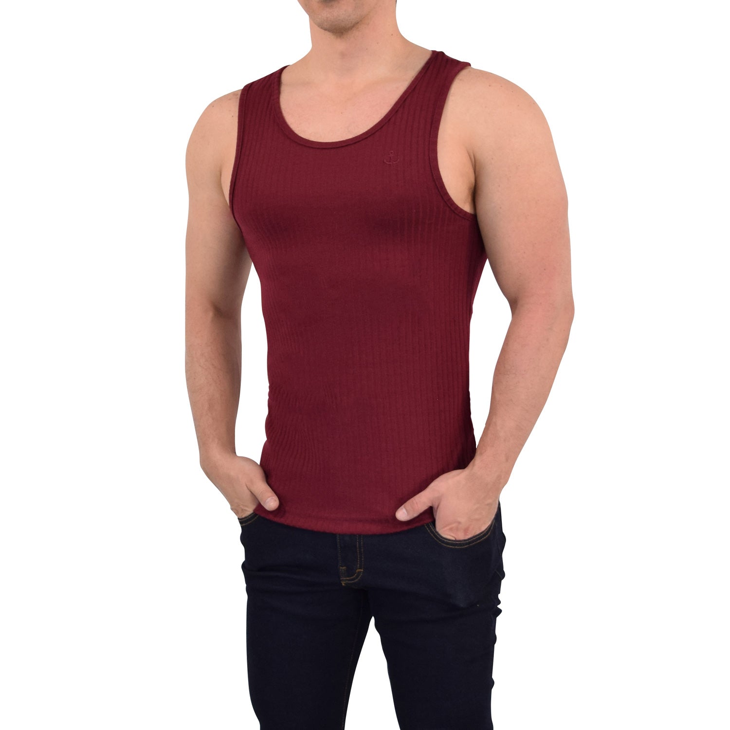 Playera Ribbed Casual Tank Burgundy
