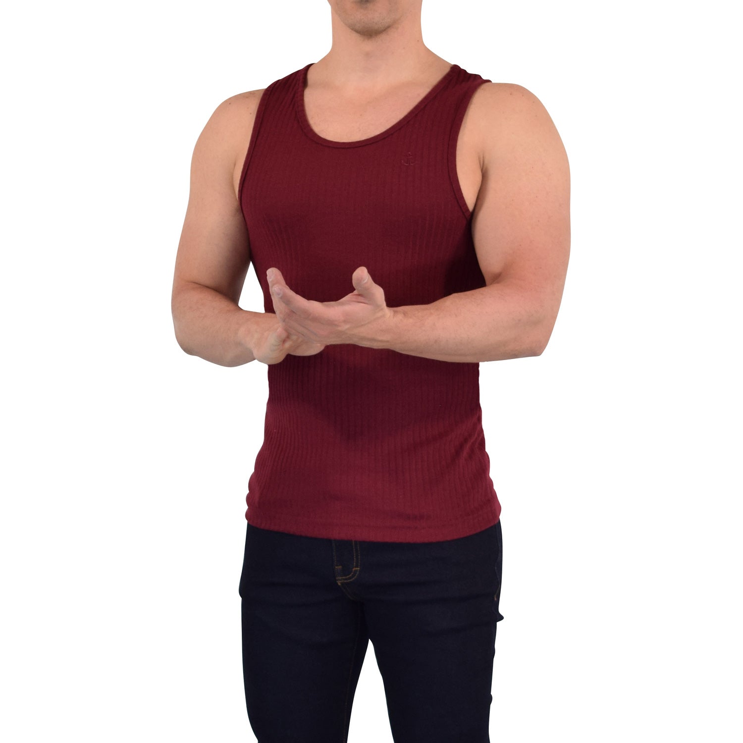 Playera Ribbed Casual Tank Burgundy