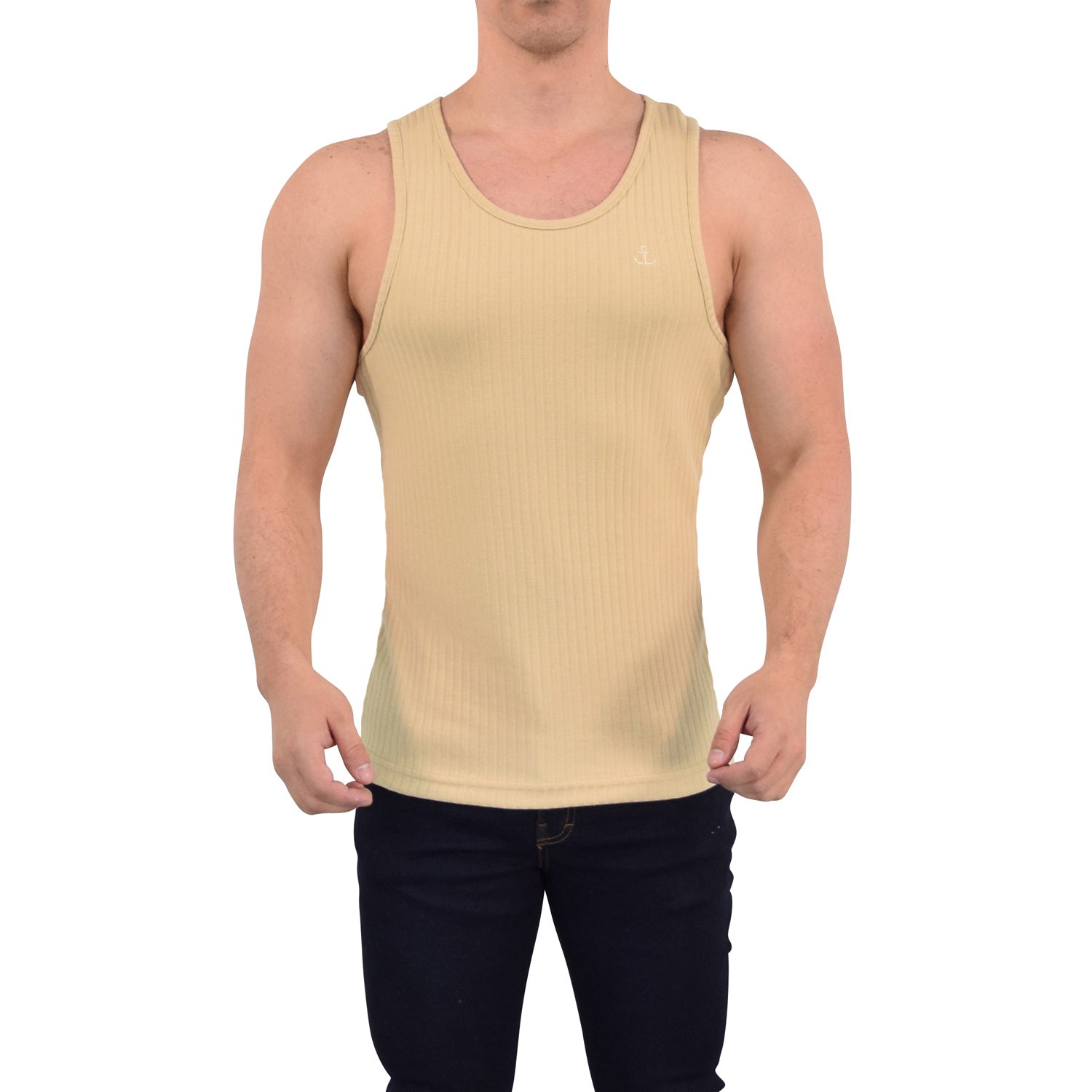 Playera Ribbed Casual Tank Beige
