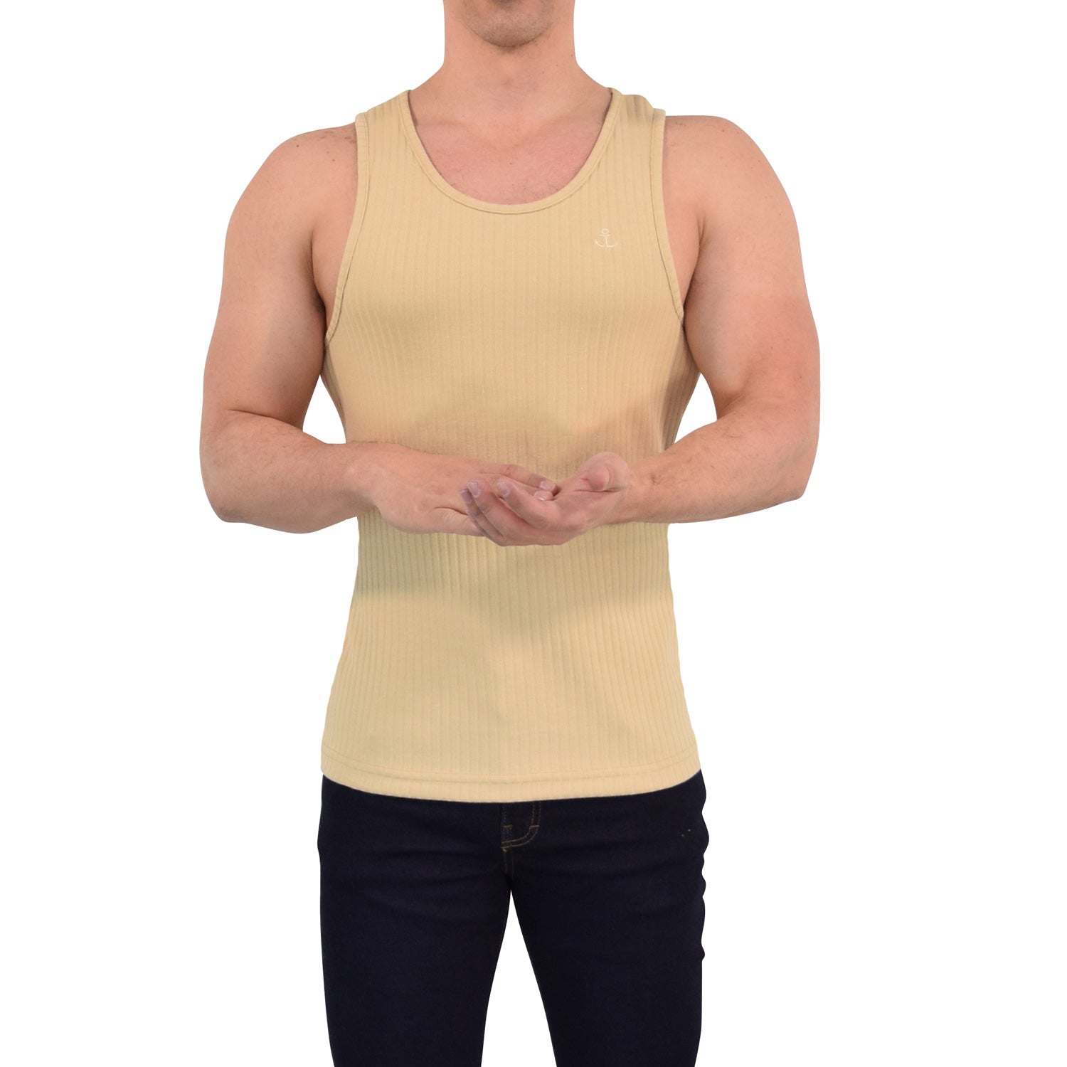 Playera Ribbed Casual Tank Beige