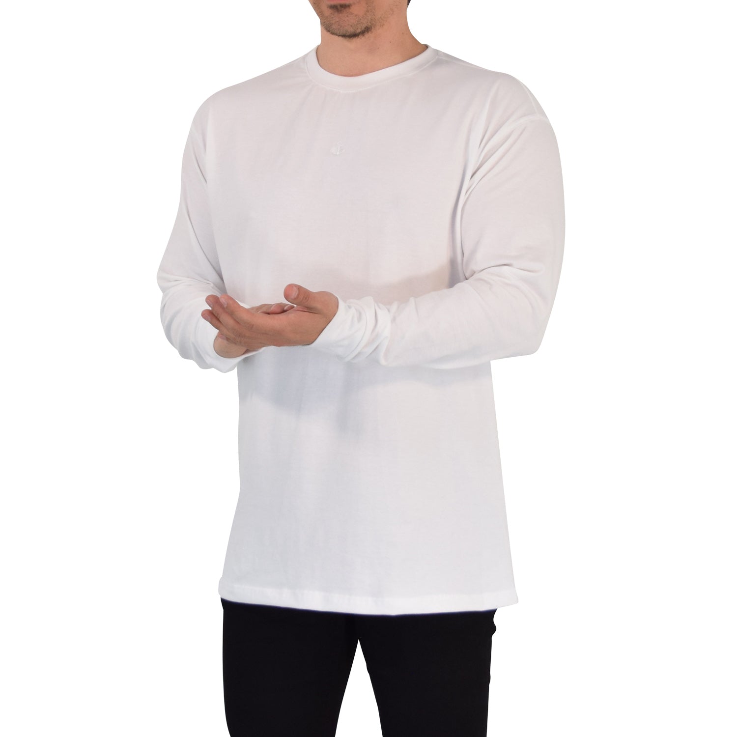 Playera Oversized Manga Larga Stealth White