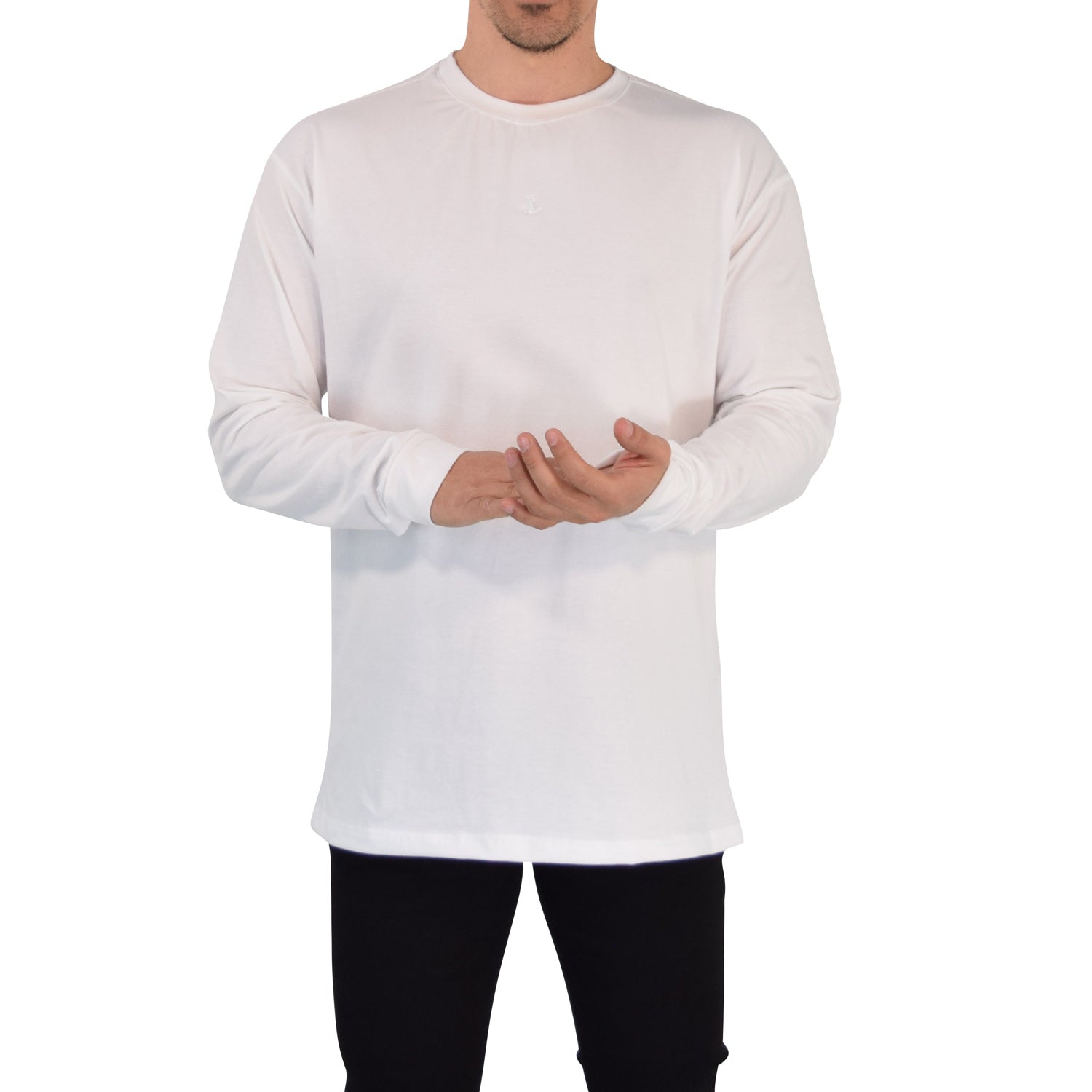 Playera Oversized Manga Larga Stealth White