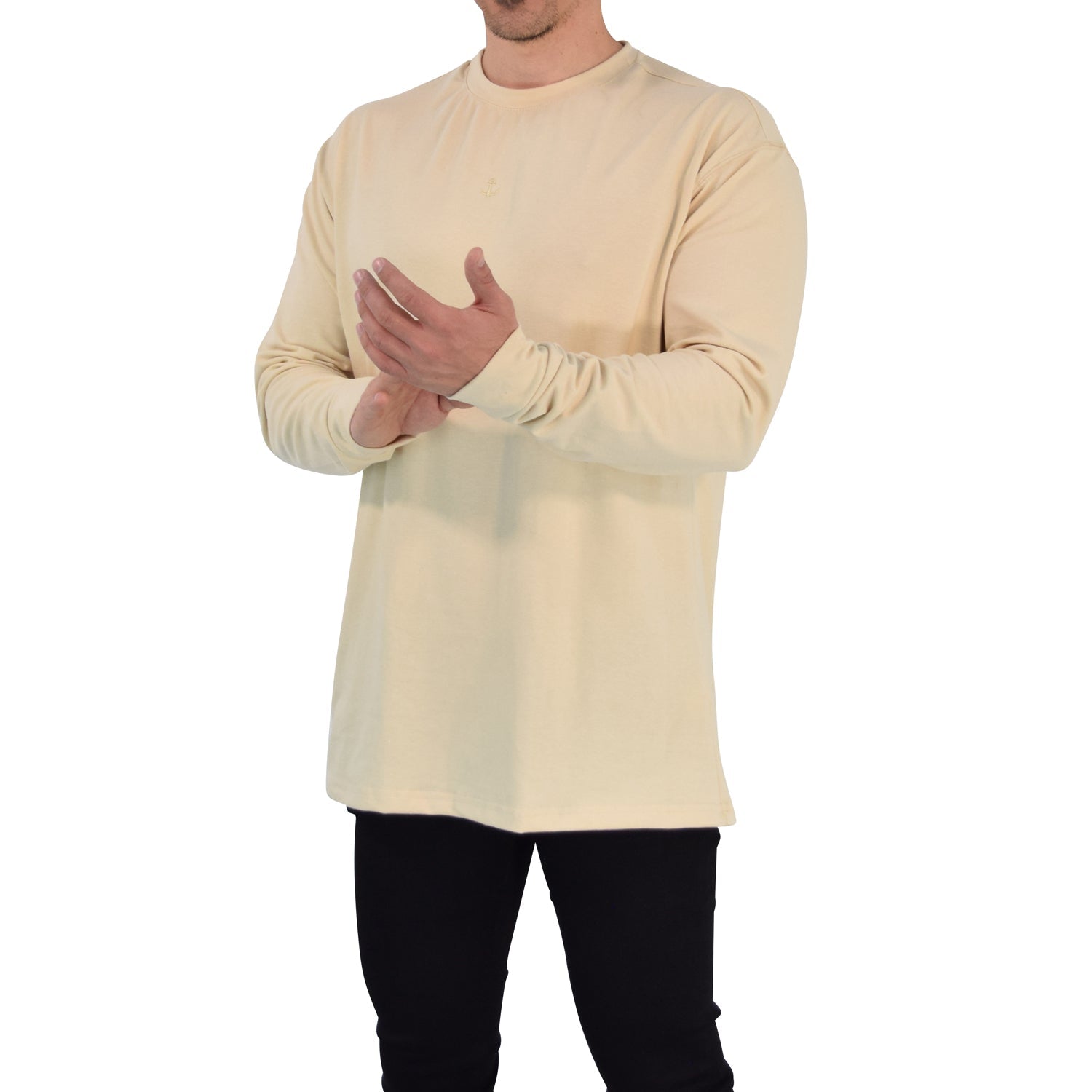 Playera Oversized Manga Larga Stealth Beige