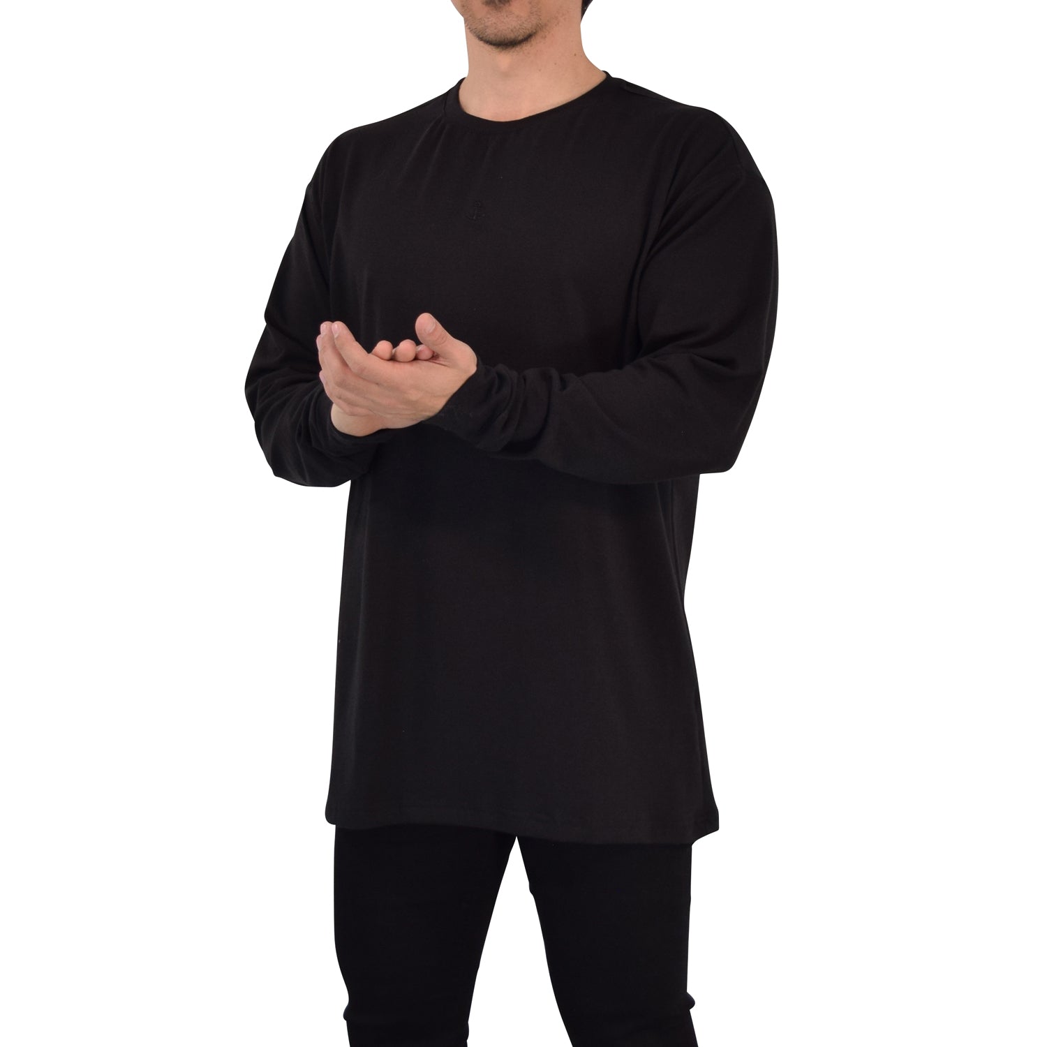 Playera Oversized Manga Larga Stealth Black