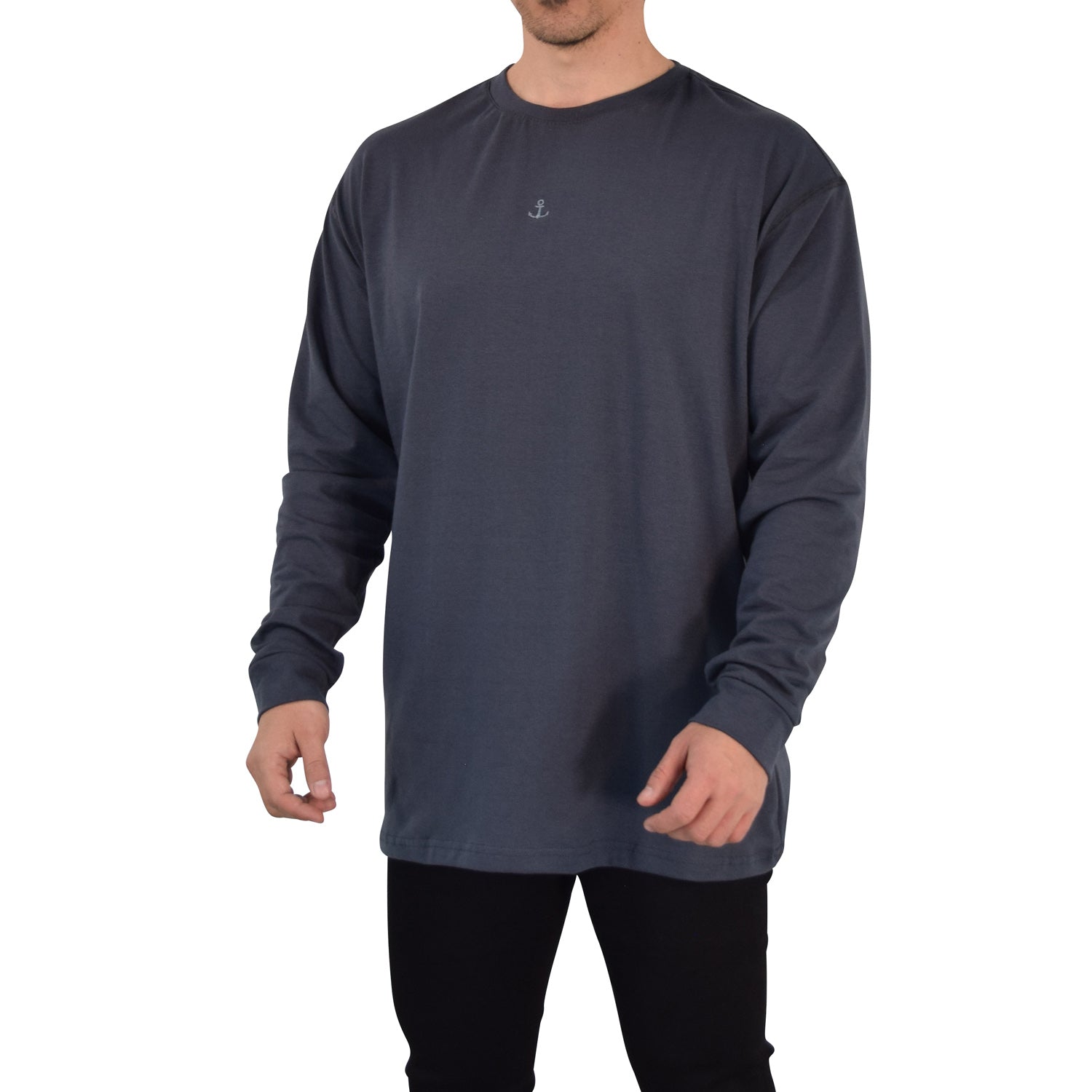 Playera Oversized Manga Larga Stealth Dark Gray