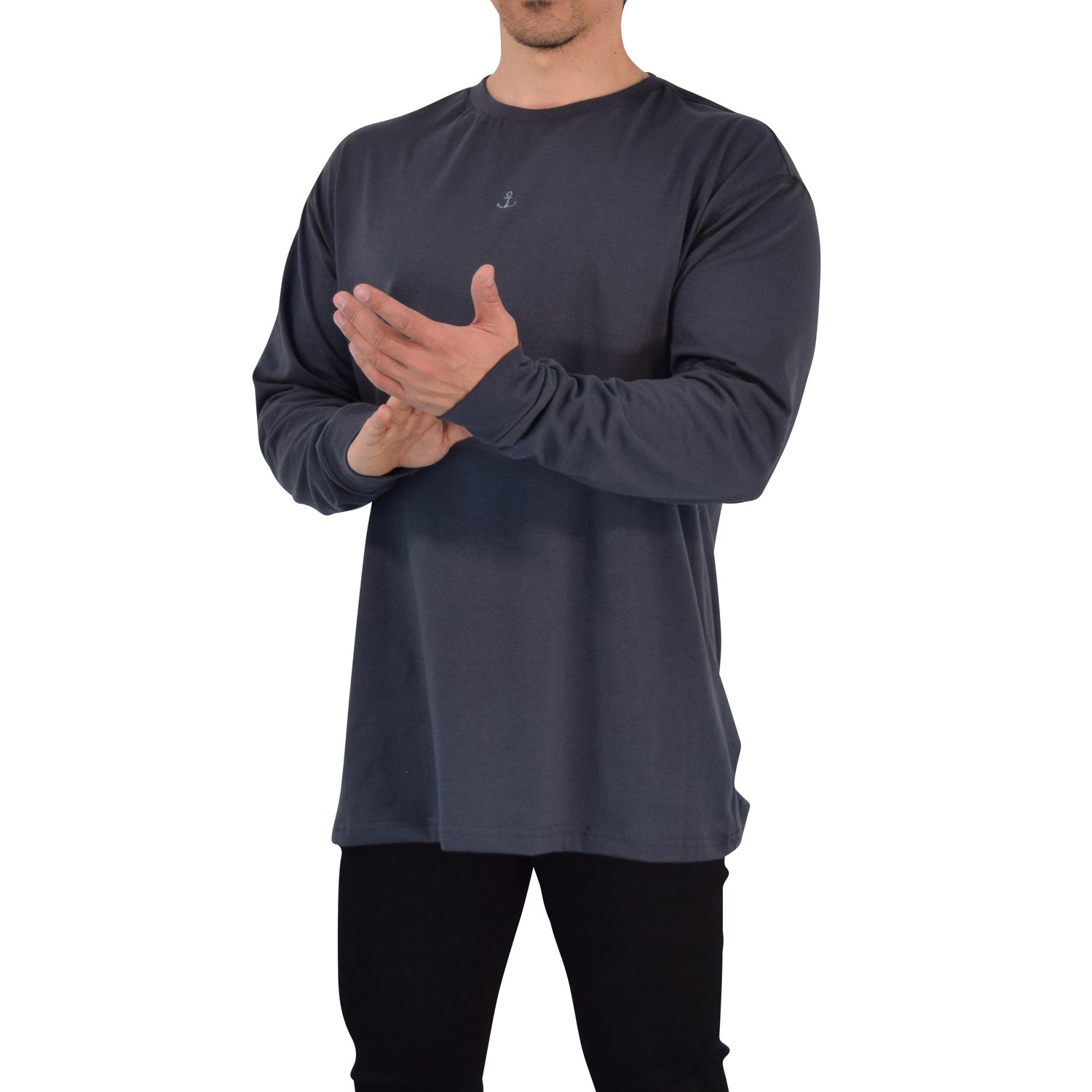 Playera Oversized Manga Larga Stealth Dark Gray