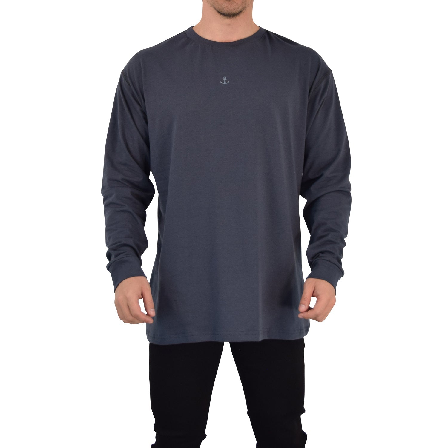 Playera Oversized Manga Larga Stealth Dark Gray
