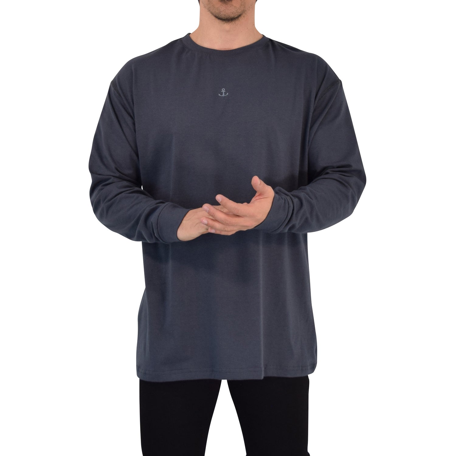 Playera Oversized Manga Larga Stealth Dark Gray