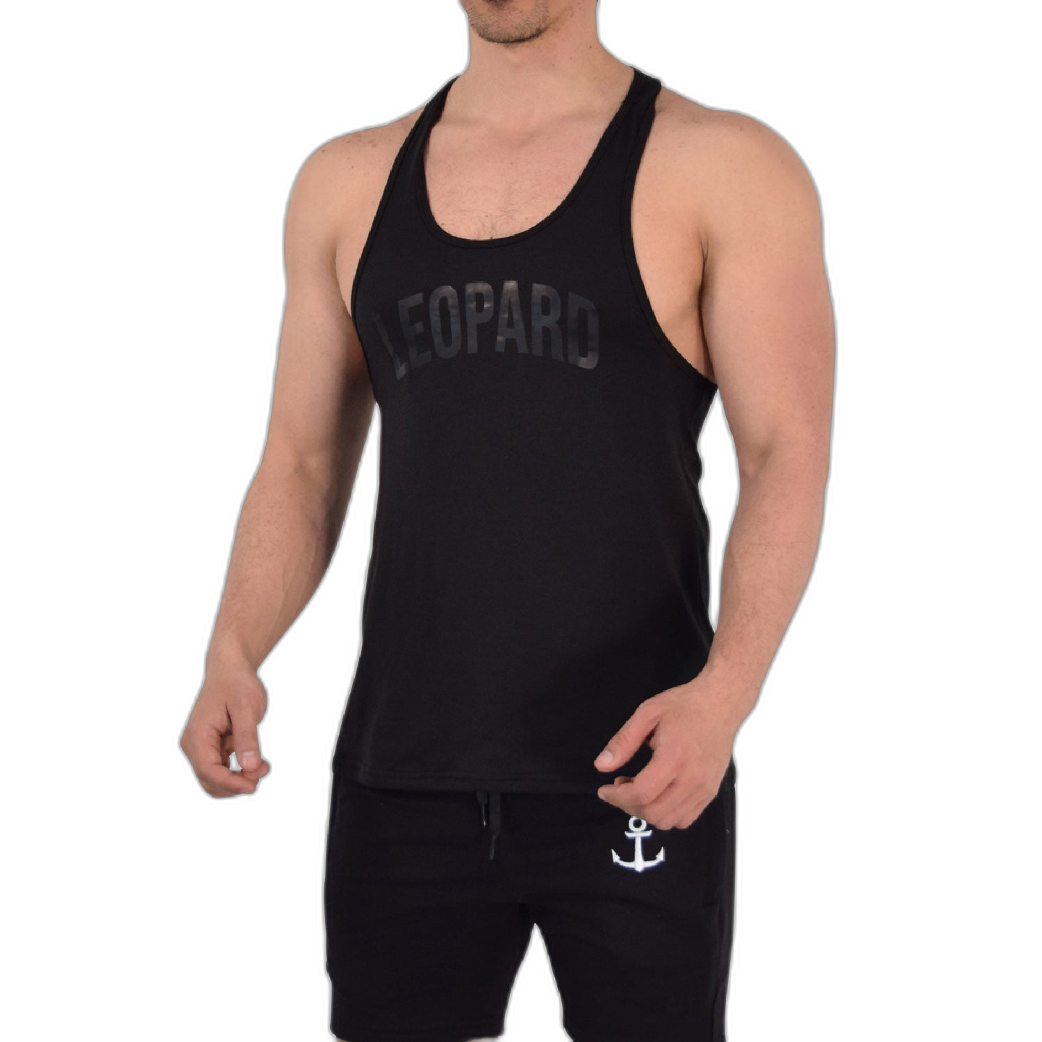 Gym Stringer Tank Varsity Full Black