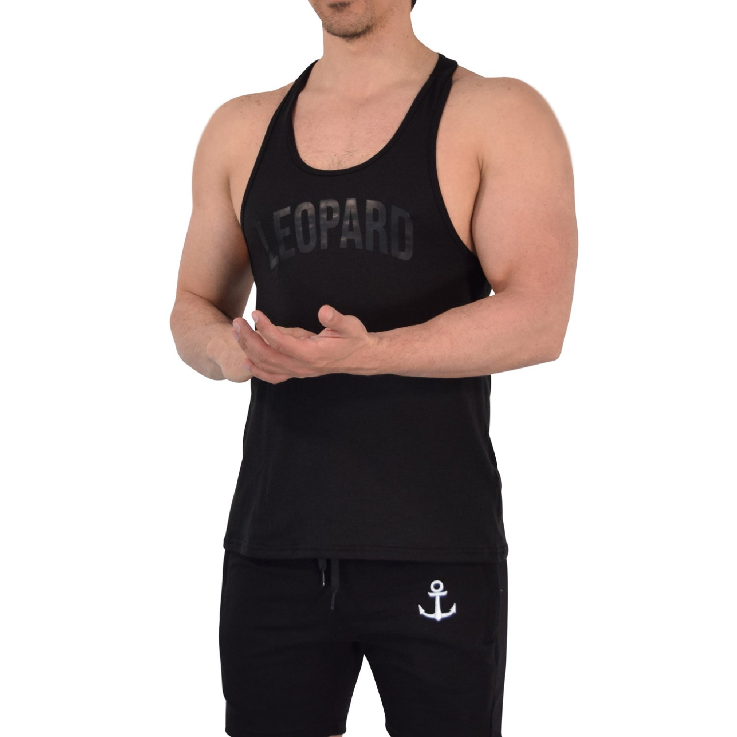 Gym Stringer Tank Varsity Full Black