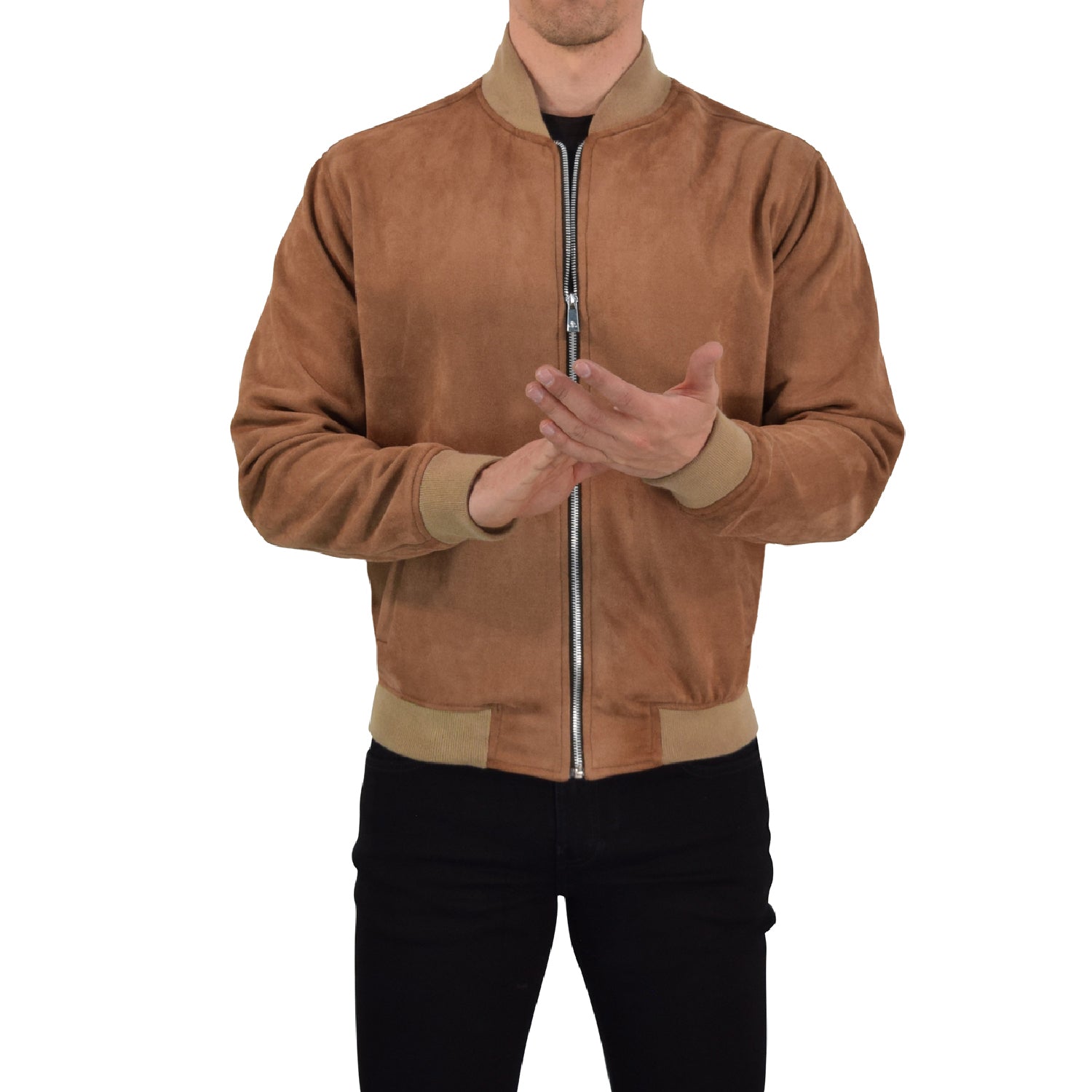 Suede Bomber Jacket Brown