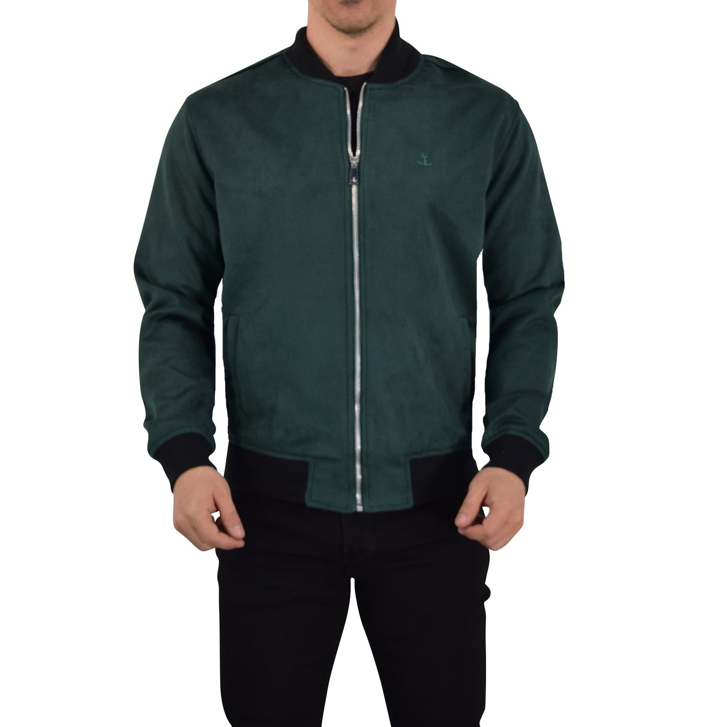 Suede Bomber Jacket Dark Green