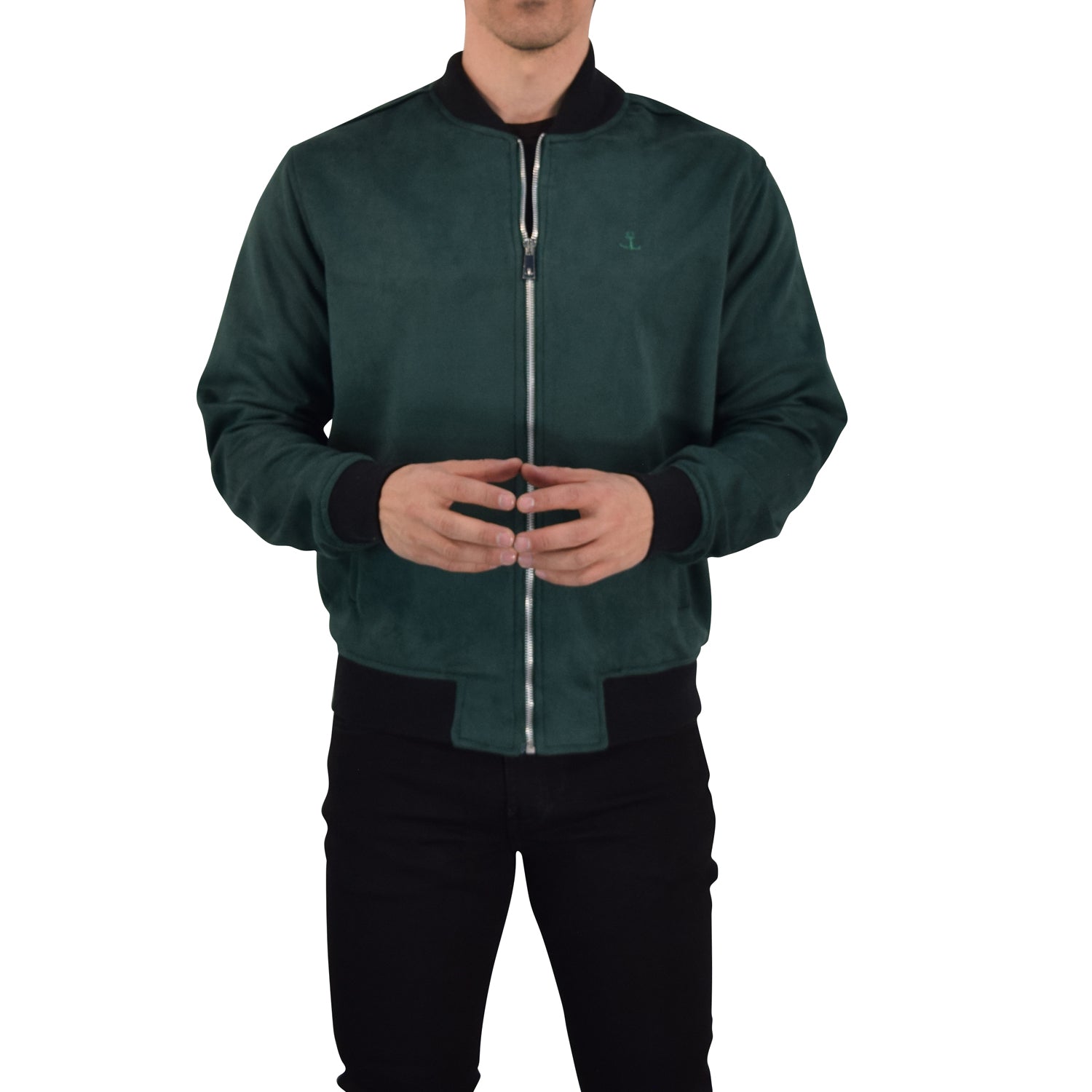 Suede Bomber Jacket Dark Green
