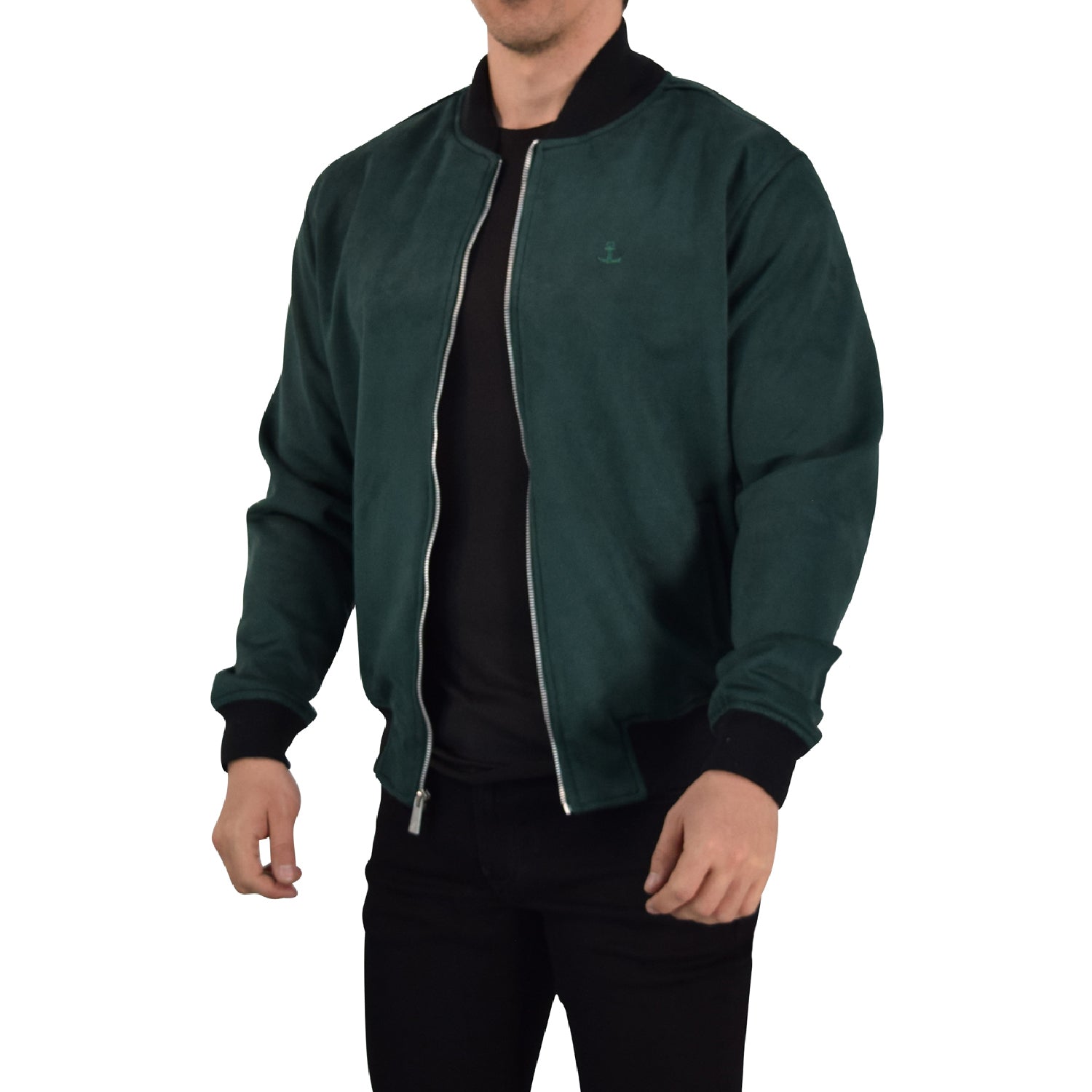 Suede Bomber Jacket Dark Green