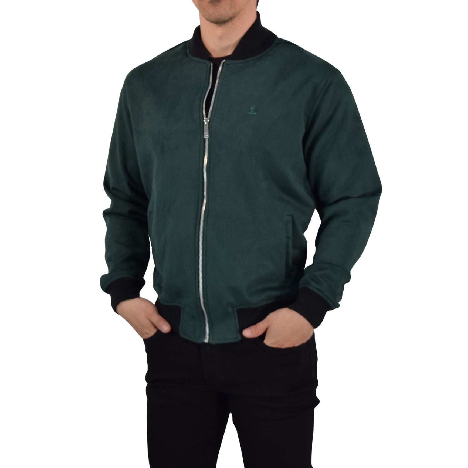 Suede Bomber Jacket Dark Green
