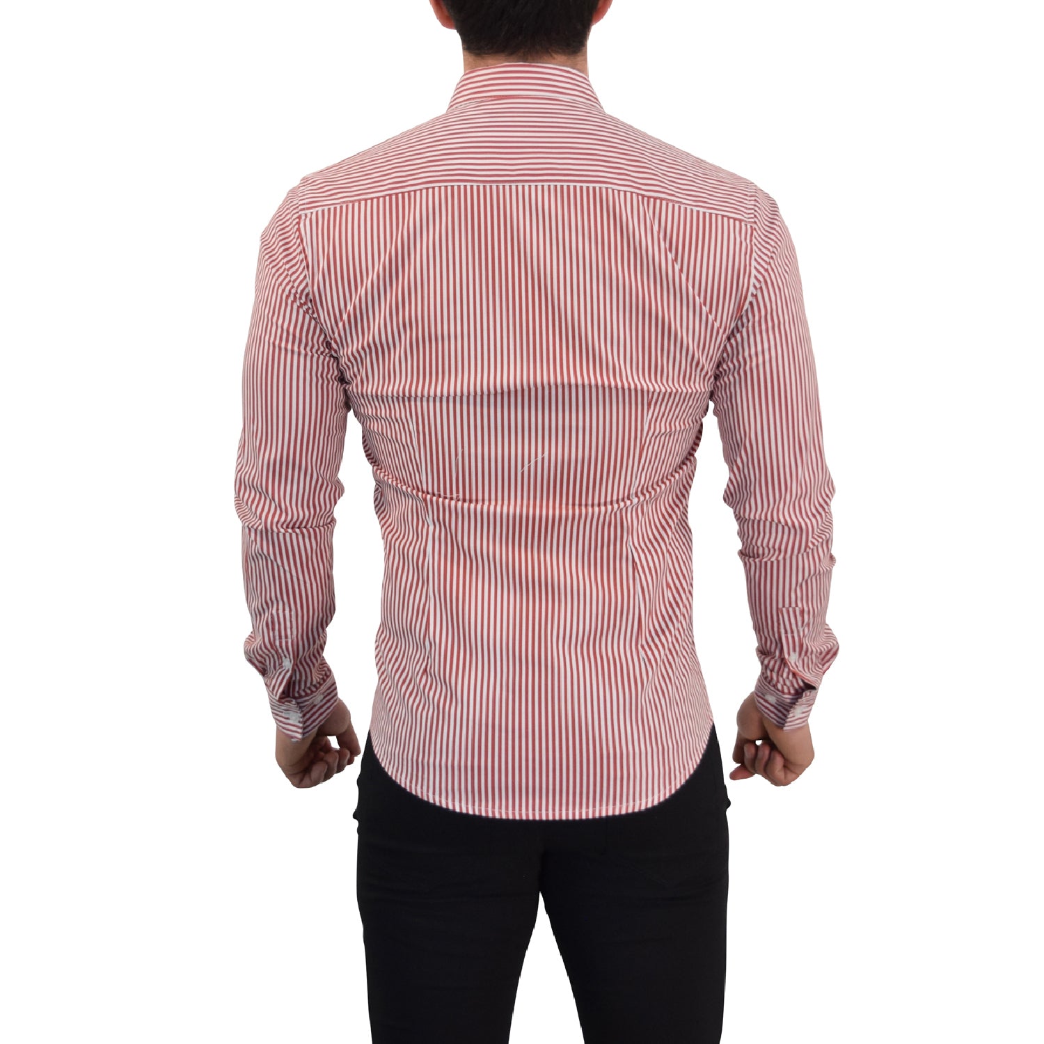 Camisa Slim Stripe Shirt Red Wine Button Down