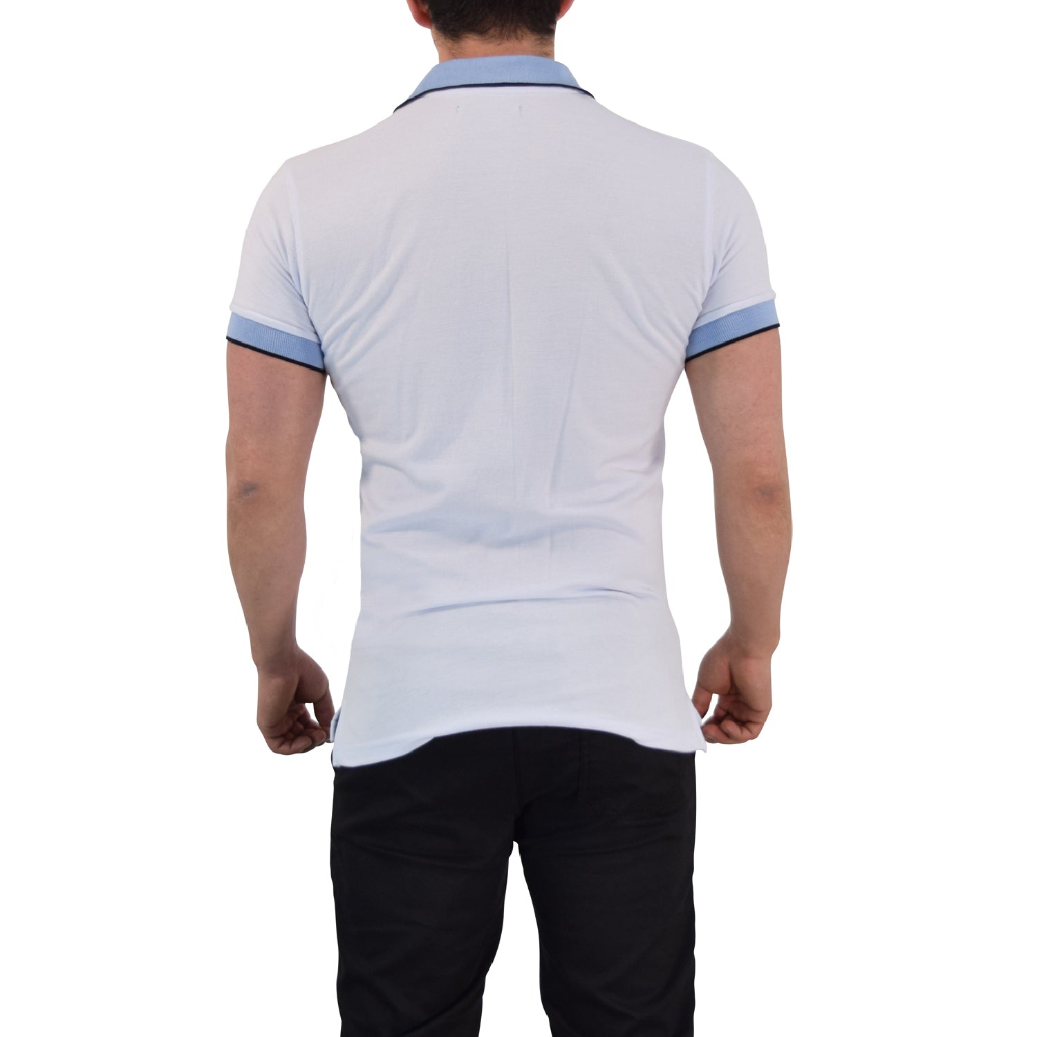 Polo Blanco Mangas Cielo Filo Marino Logo Marino