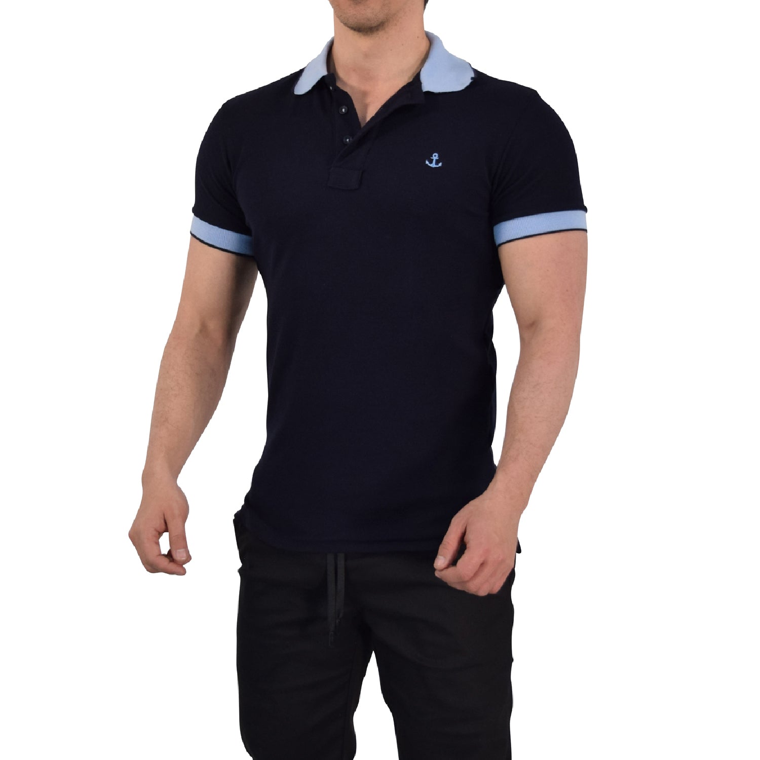 Polo Marino Mangas Cielo Filo Marino Logo Cielo