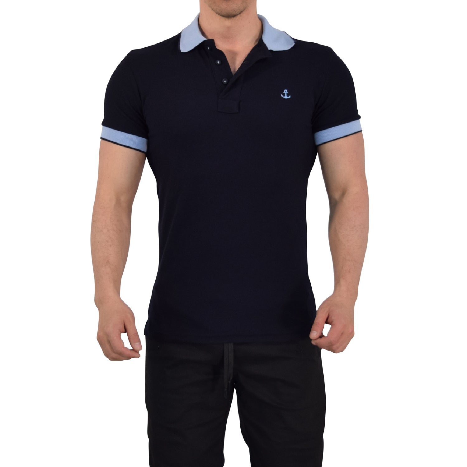 Polo Marino Mangas Cielo Filo Marino Logo Cielo