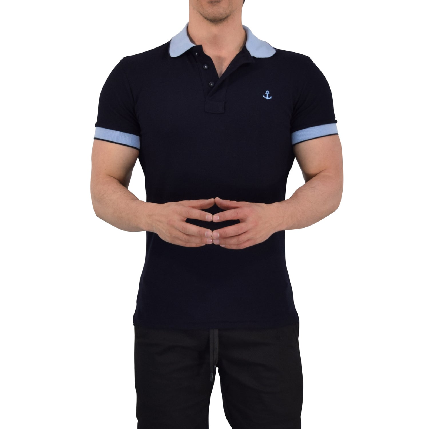Polo Marino Mangas Cielo Filo Marino Logo Cielo