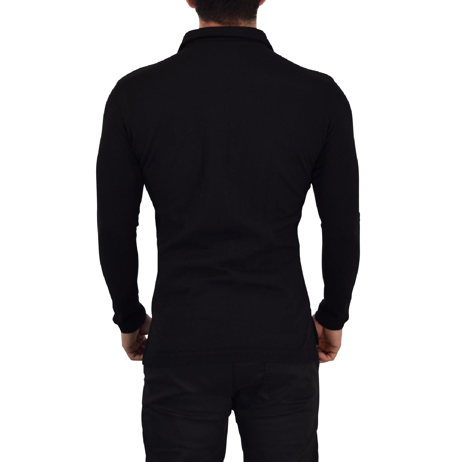 Zipped Polo Manga Larga Full Black