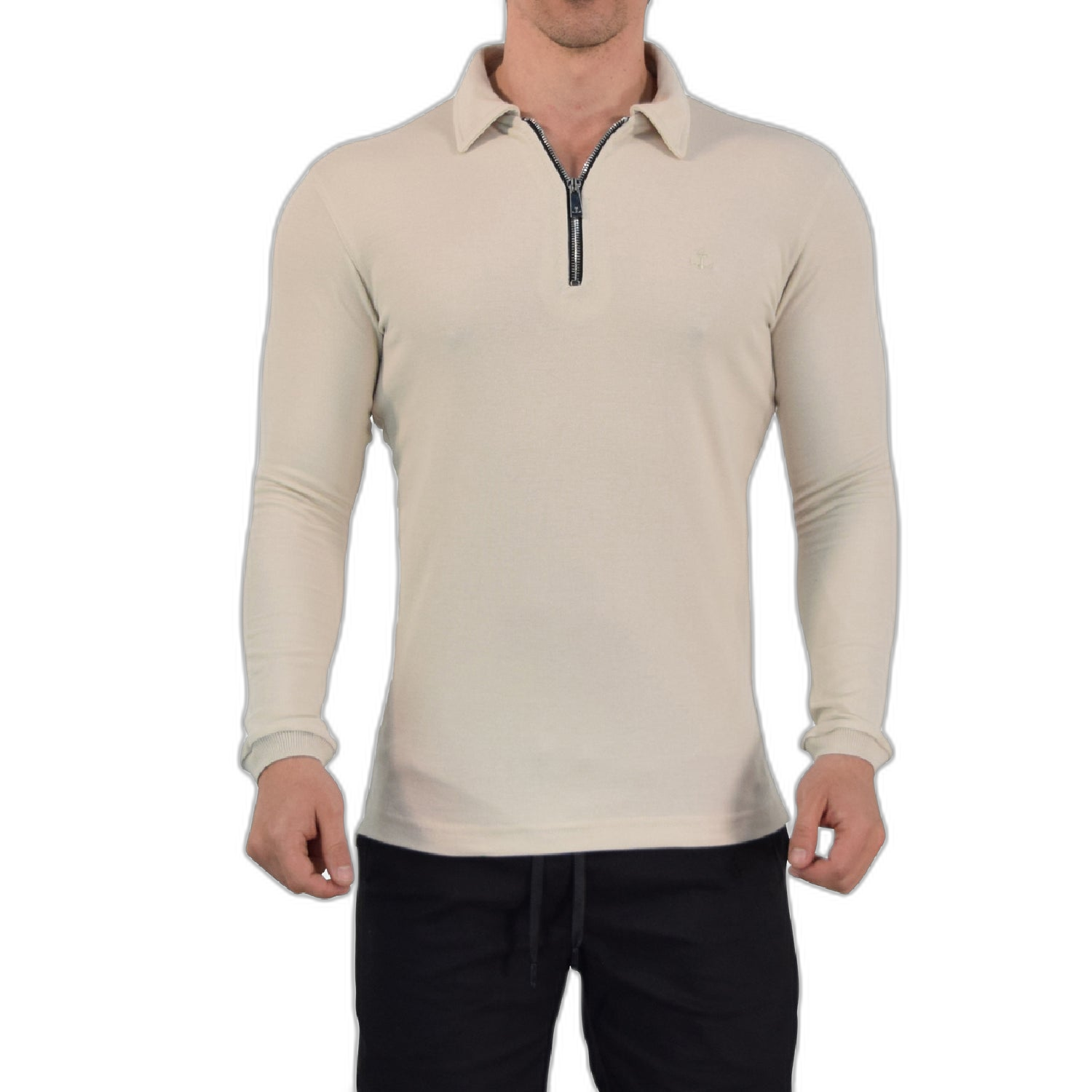 Zipped Polo Manga Larga Full Sand