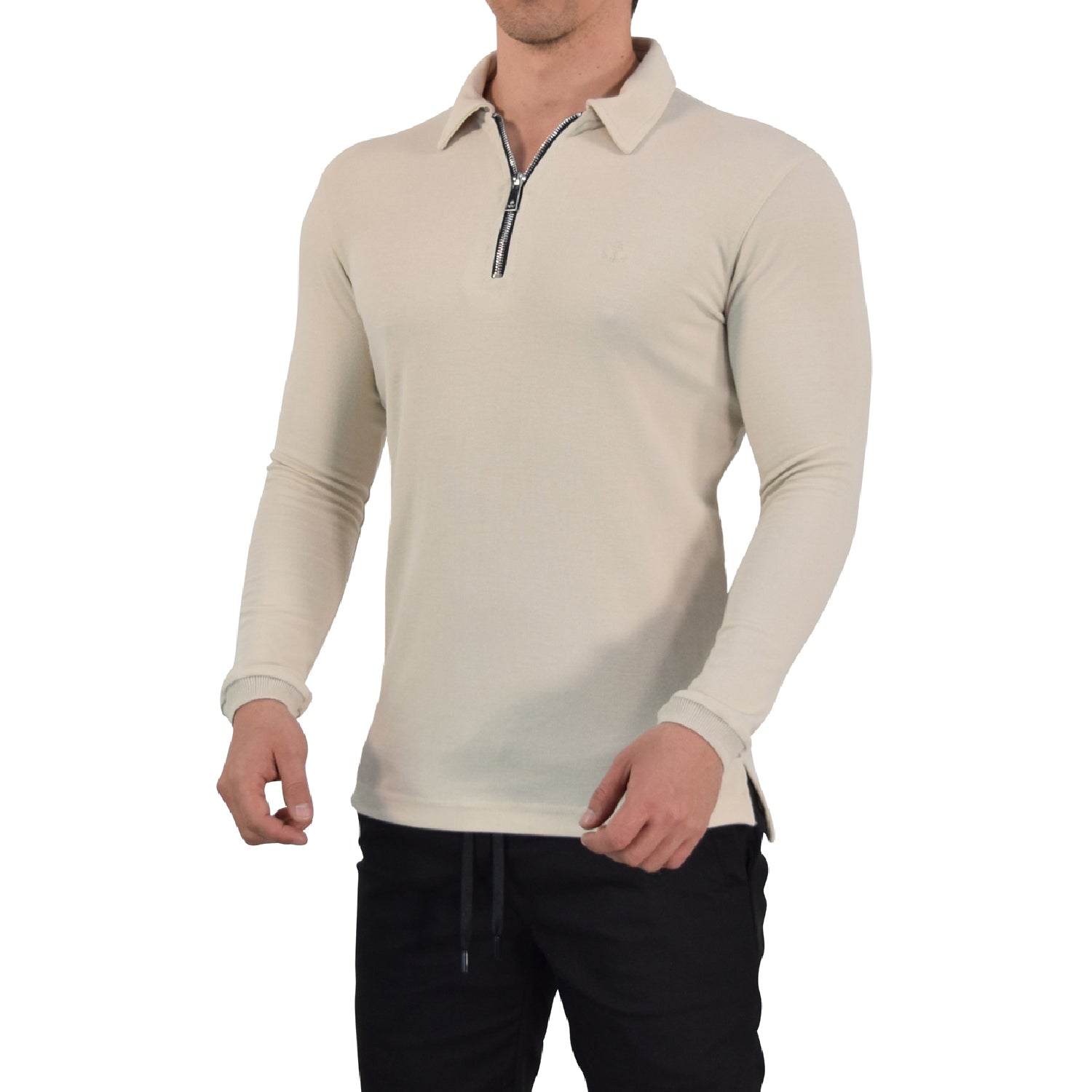 Zipped Polo Manga Larga Full Sand