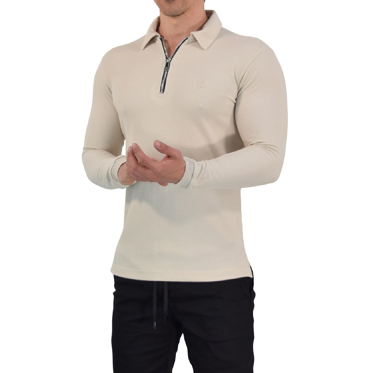 Zipped Polo Manga Larga Full Sand
