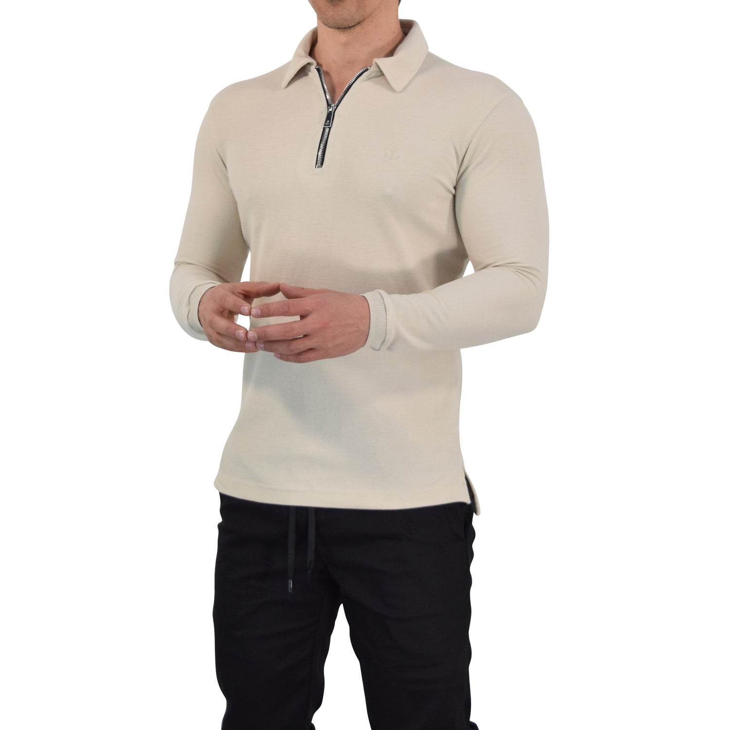 Zipped Polo Manga Larga Full Sand