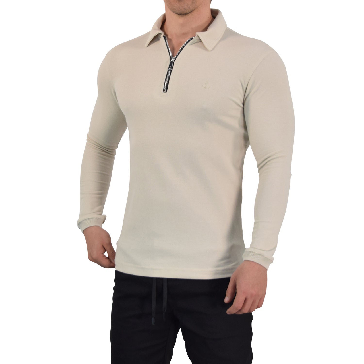 Zipped Polo Manga Larga Full Sand