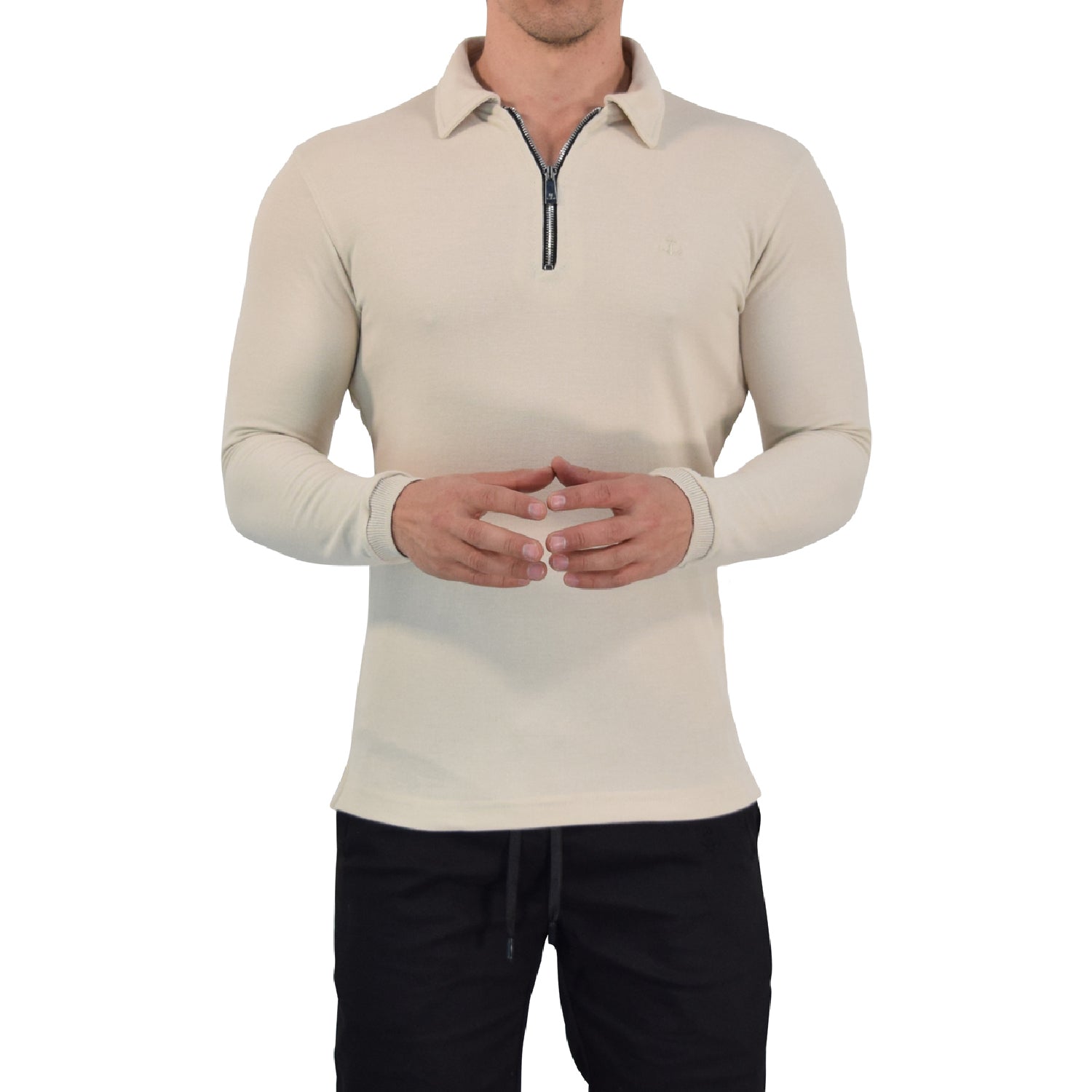 Zipped Polo Manga Larga Full Sand