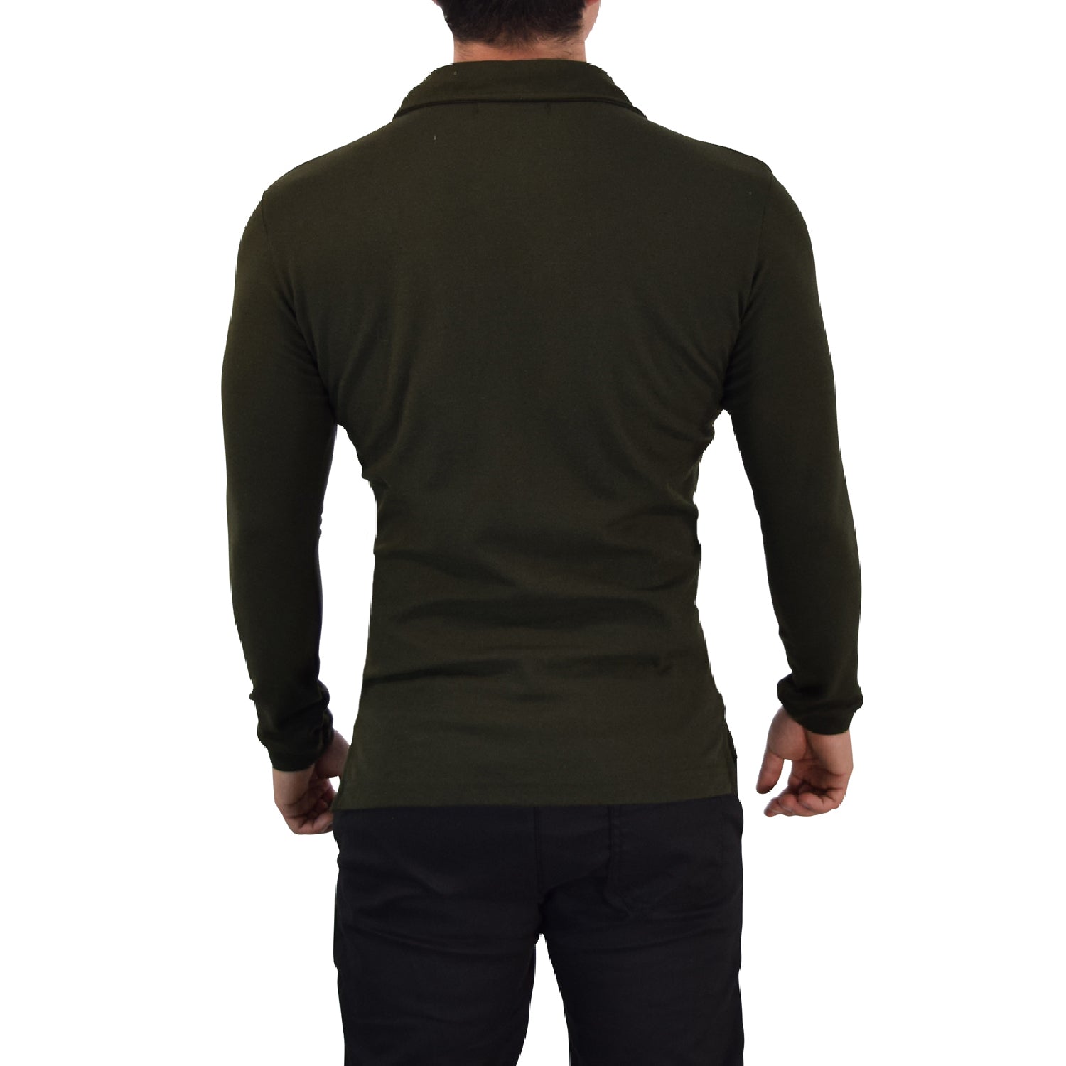 Zipped Polo Manga Larga Full Olive